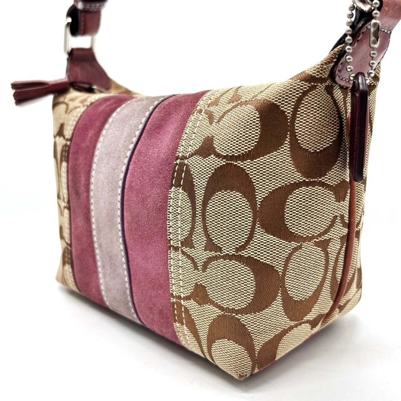 良品】coach y2k signature canvas handbag accessoryporch suede 