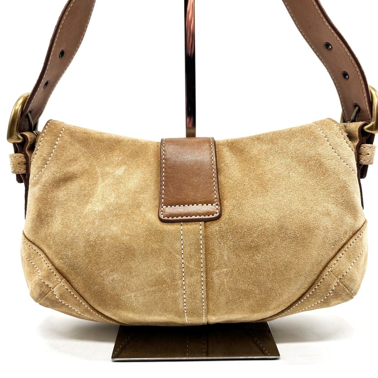 良品】COACH Y2K all suede leather beige soho belt shoulder bag 