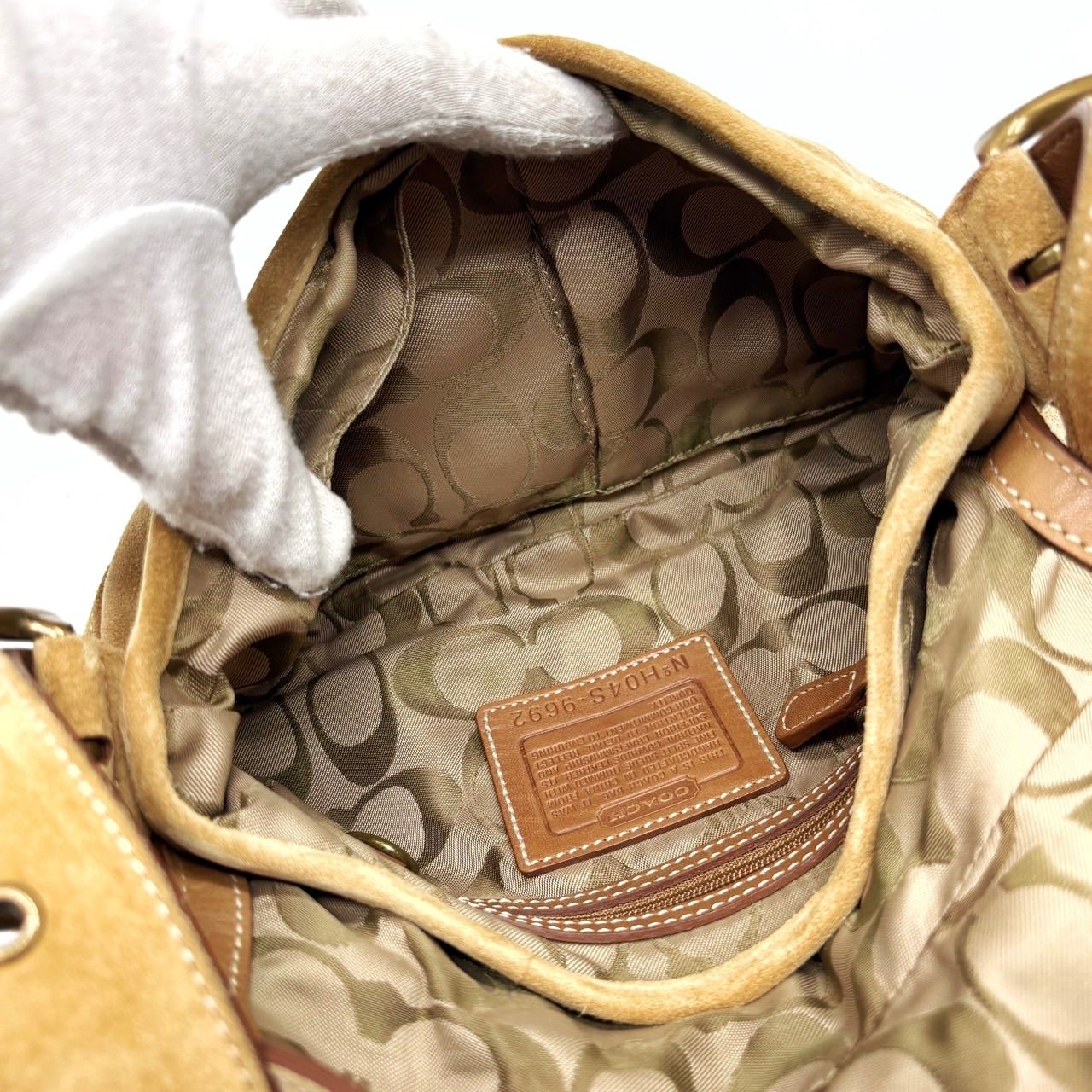 良品】COACH Y2K all suede leather beige soho belt shoulder bag 