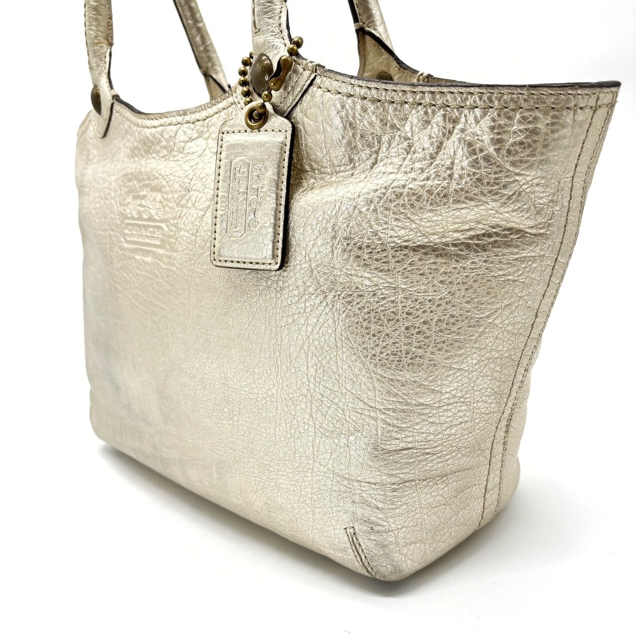 良品】 coach y2k handbag all leather whitebeige ladies unisex 