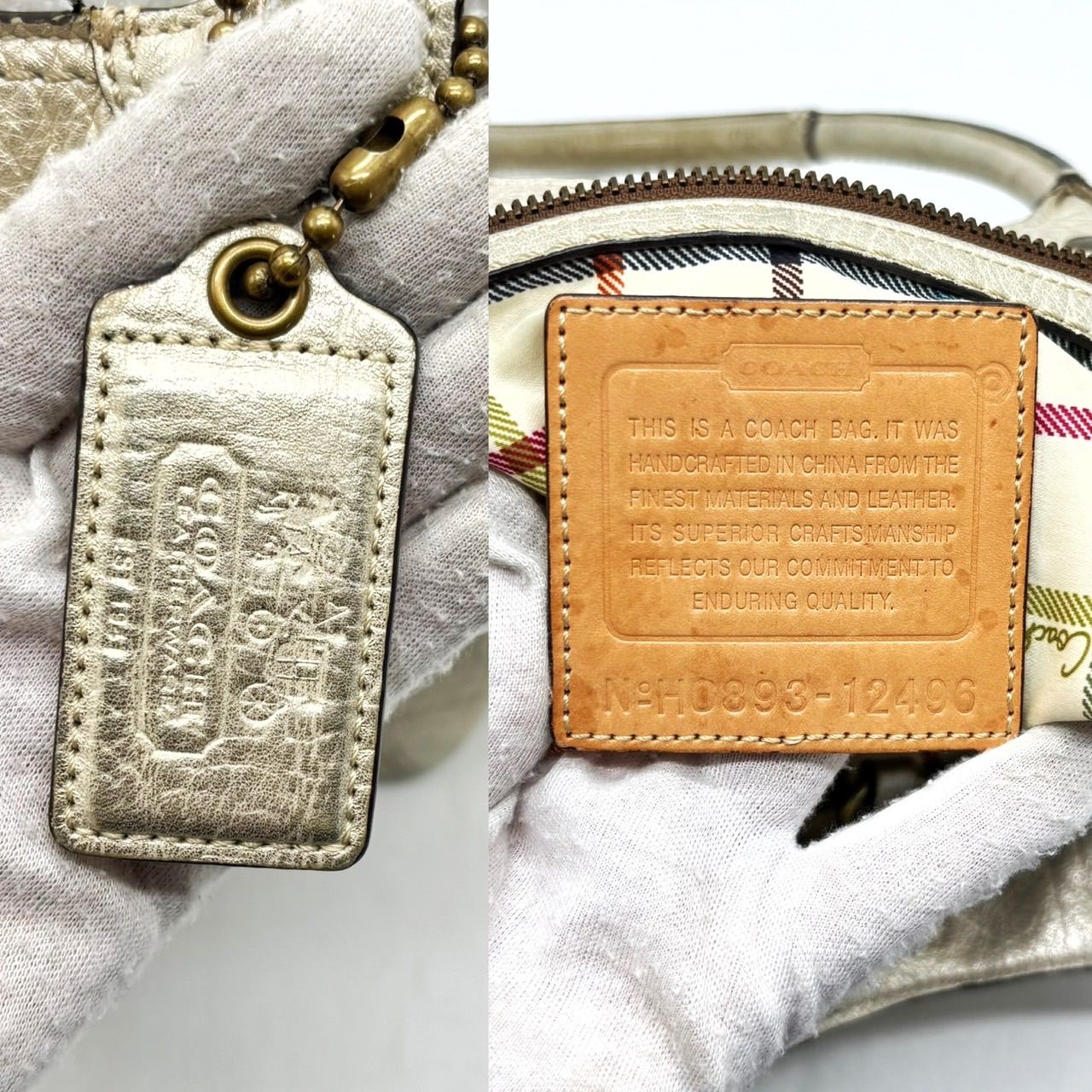 良品】 coach y2k handbag all leather whitebeige ladies unisex 