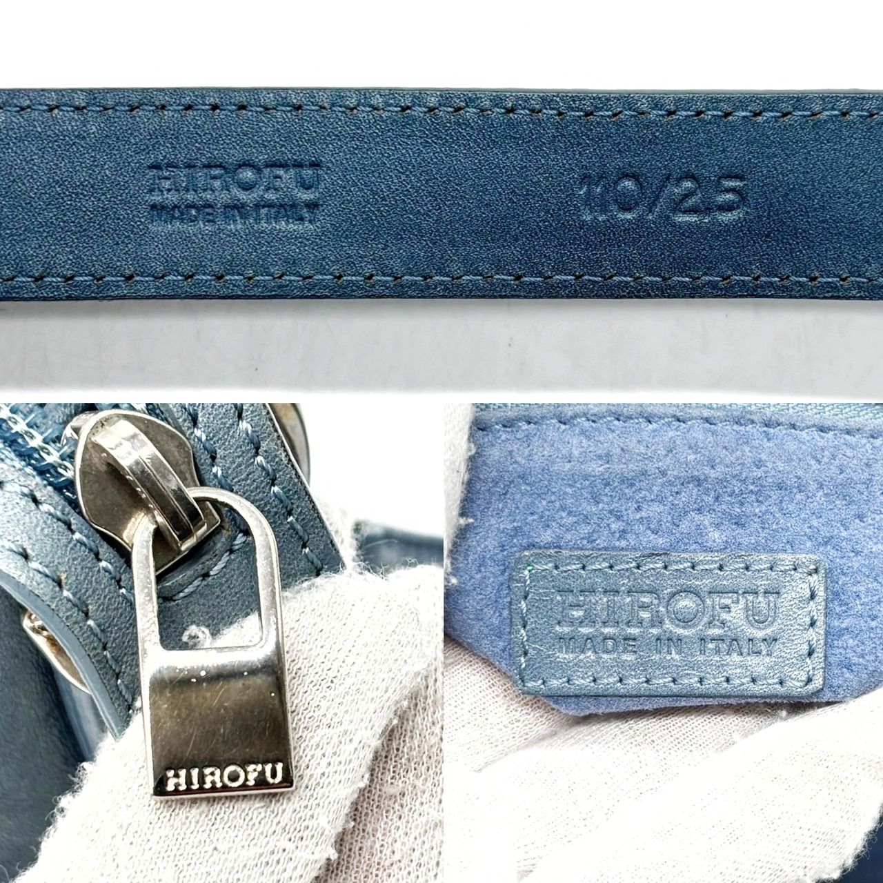 良品】HIROFU ヒロフ Hロゴ型押し ショルダーバッグ ポシェット レザー 