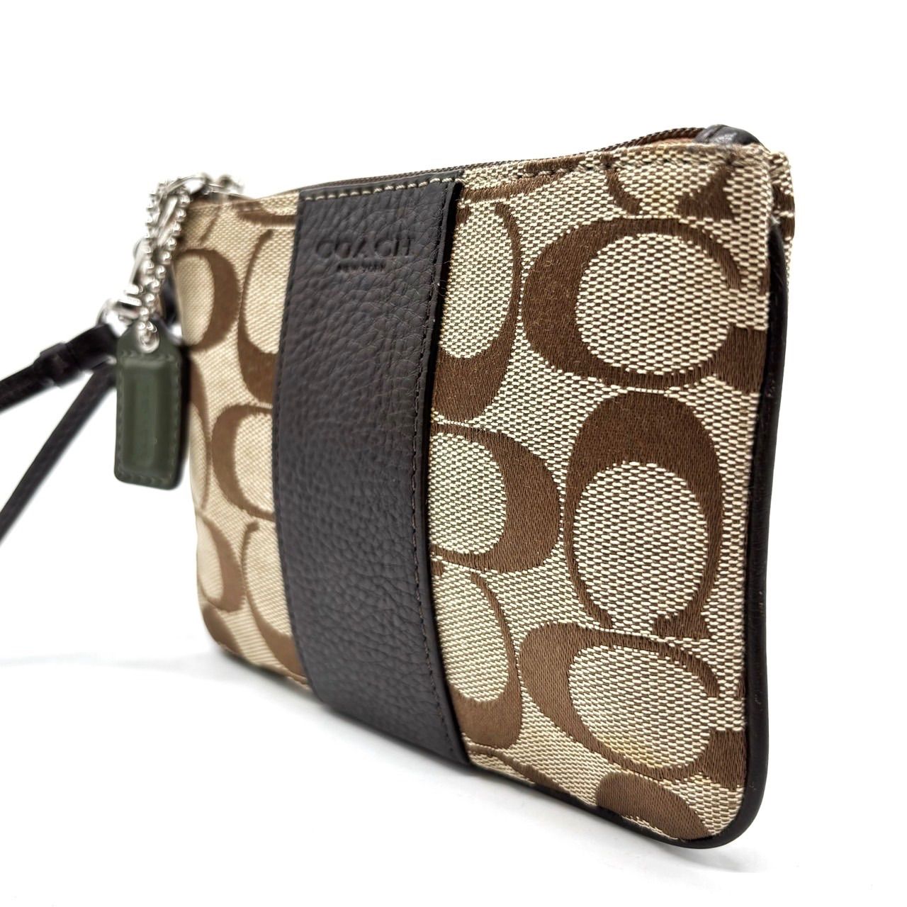 美品】 coach signature canvas leather porch y2k ladies brown beige 