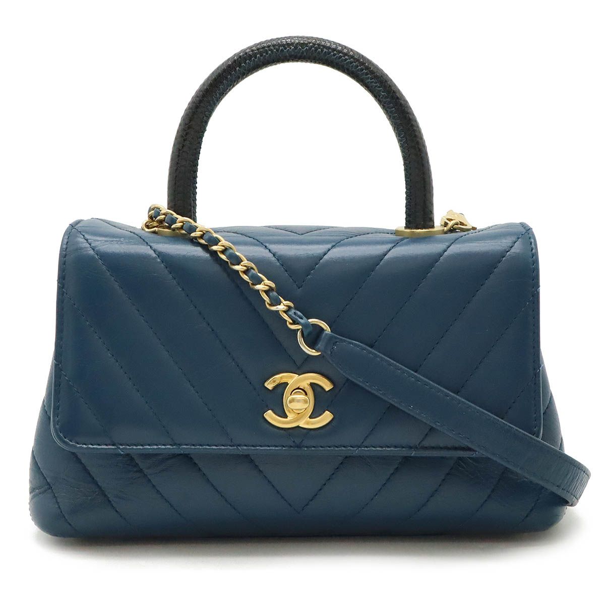 CHANEL シャネル Vステッチ シェブロン ココハンドルXS ハンドバッグ 
