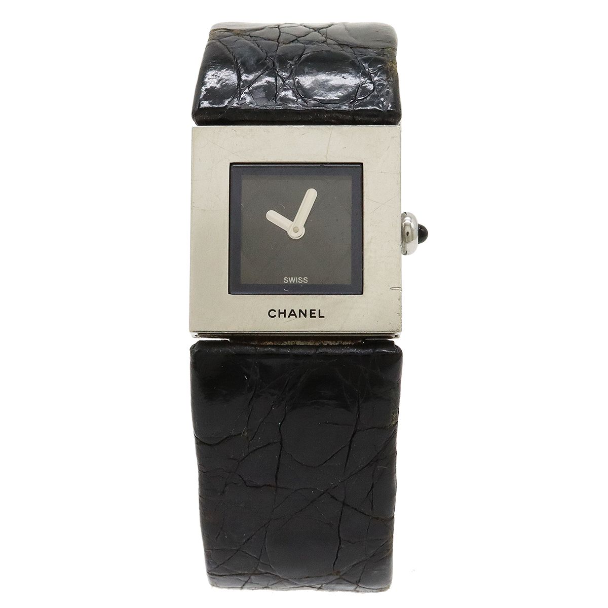 CHANEL シャネル マトラッセ ブラック文字盤 SS 革ベルト レディース 
