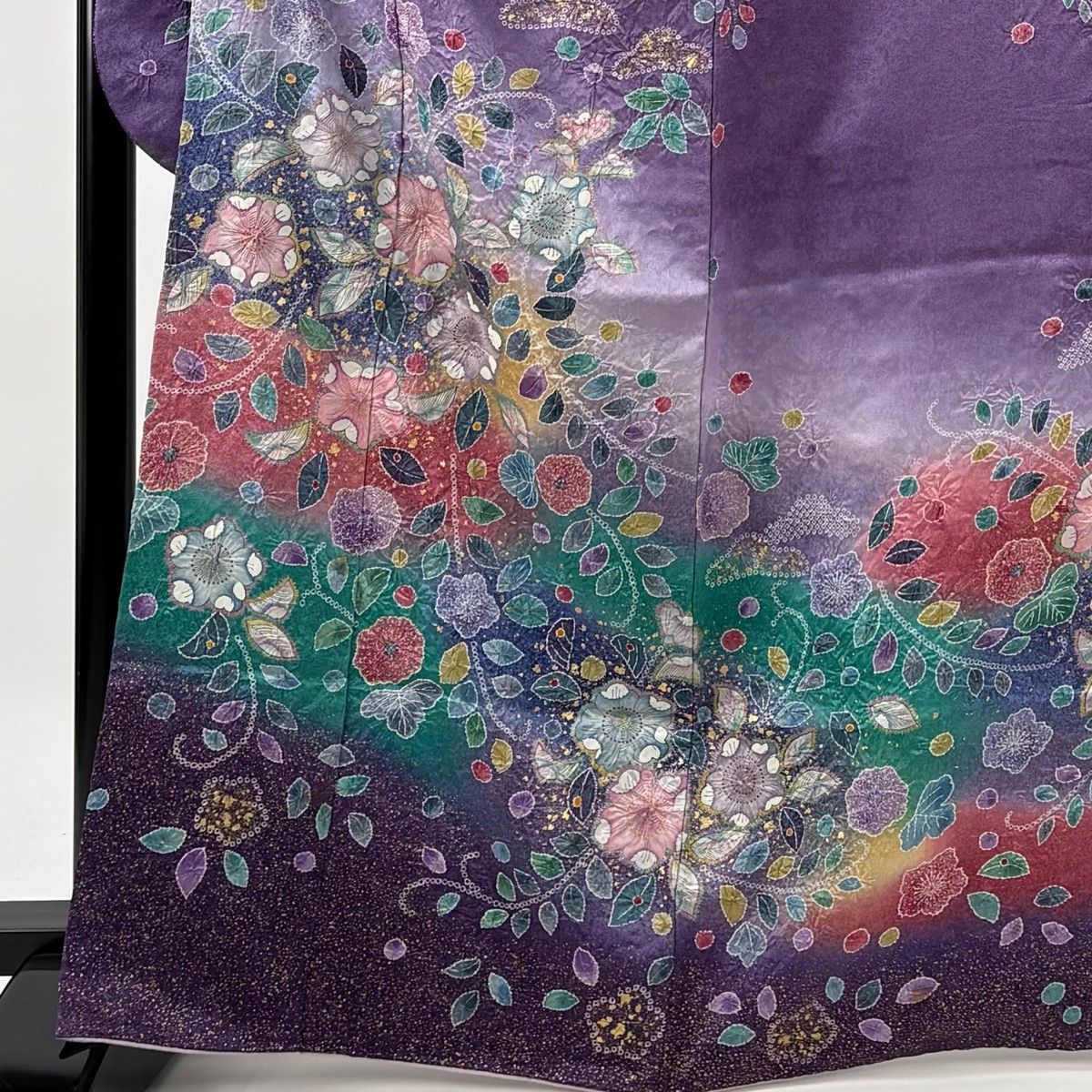 振袖 身丈165cm 裄丈68cm L 袷 辻ヶ花 金彩 ぼかし 紫 正絹 秀品