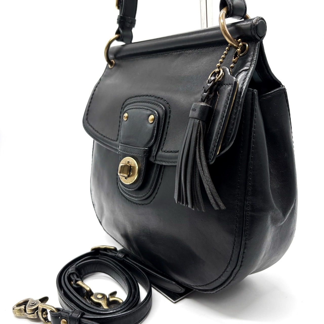 良品】coach newwillis turn-lock 2way shoulderbag hand leather 