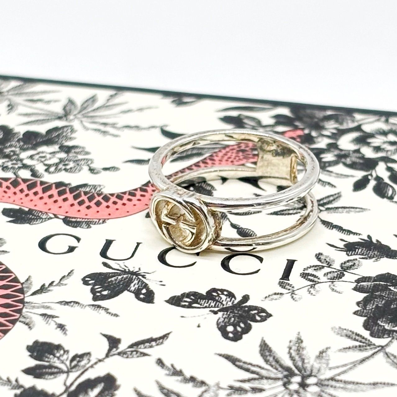 良品】GUCCI グッチ リング 指輪 インターロッキング シルバー925 ユニ 