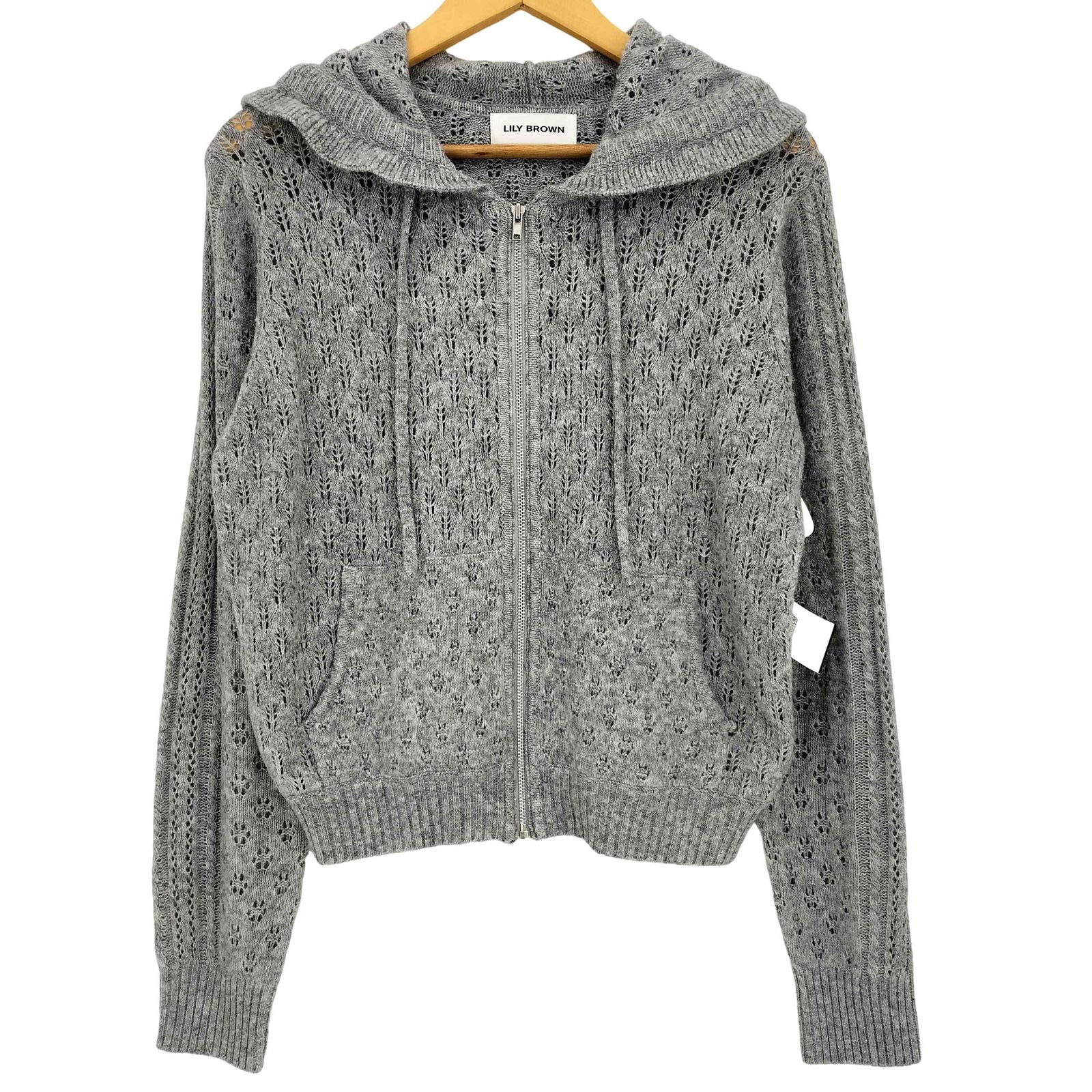 リリーブラウン Lily Brown 25aw 透かし編ニットパーカー レディース