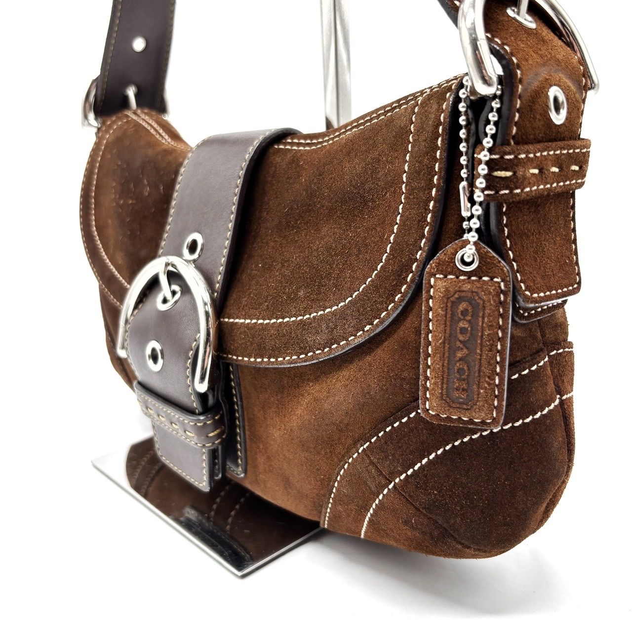良品】COACH Y2K all brown leather suede belt soho shoulder bag 