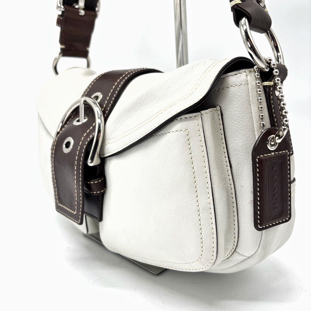 人気】 coach y2k SOHO handbag shoulder belt leather white コーチ 