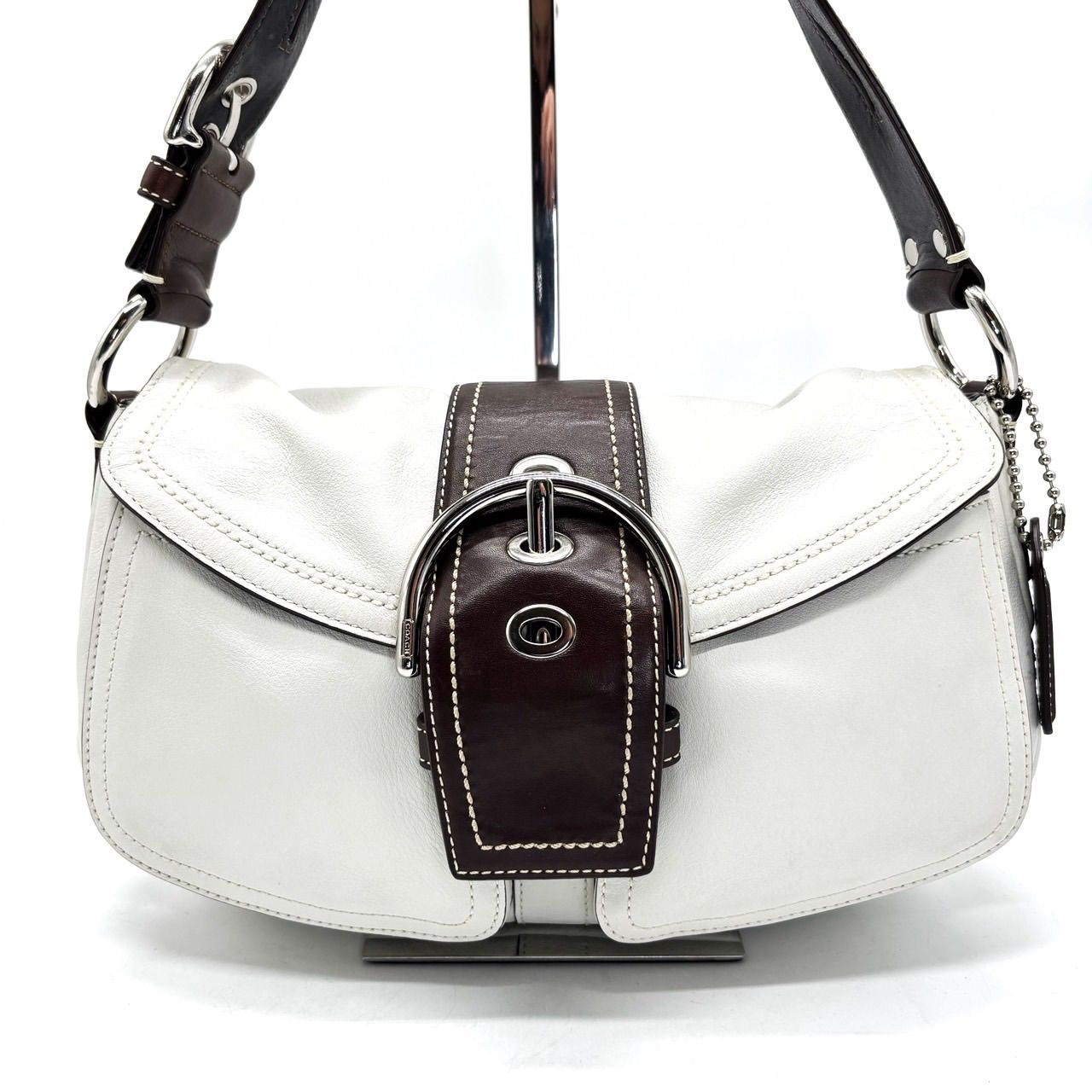 人気】 coach y2k SOHO handbag shoulder belt leather white コーチ 