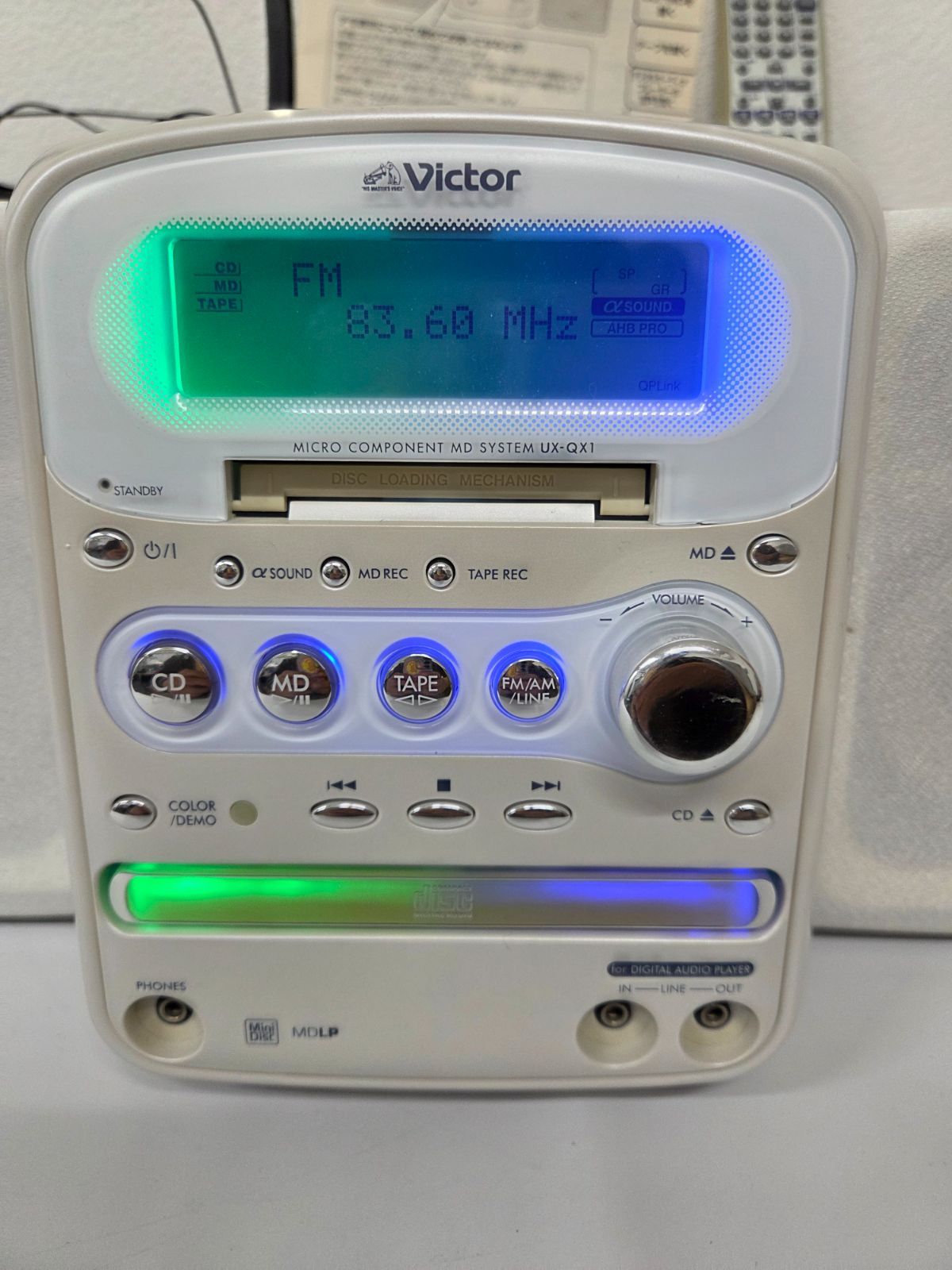 Victor UX-QX1-W CD MD カセット コンポ リモコン付 2007年製 ビクター