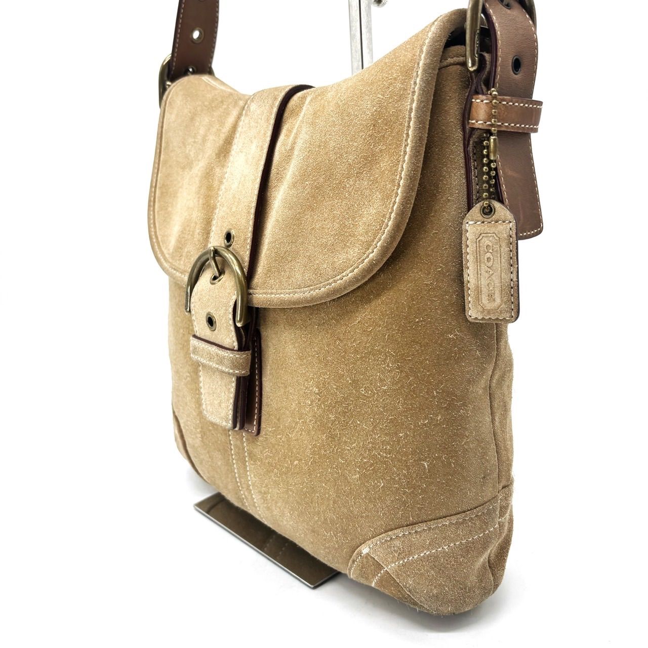 良品】 coach SOHO Y2K shoulderbag pochette belt suede beige ladies 