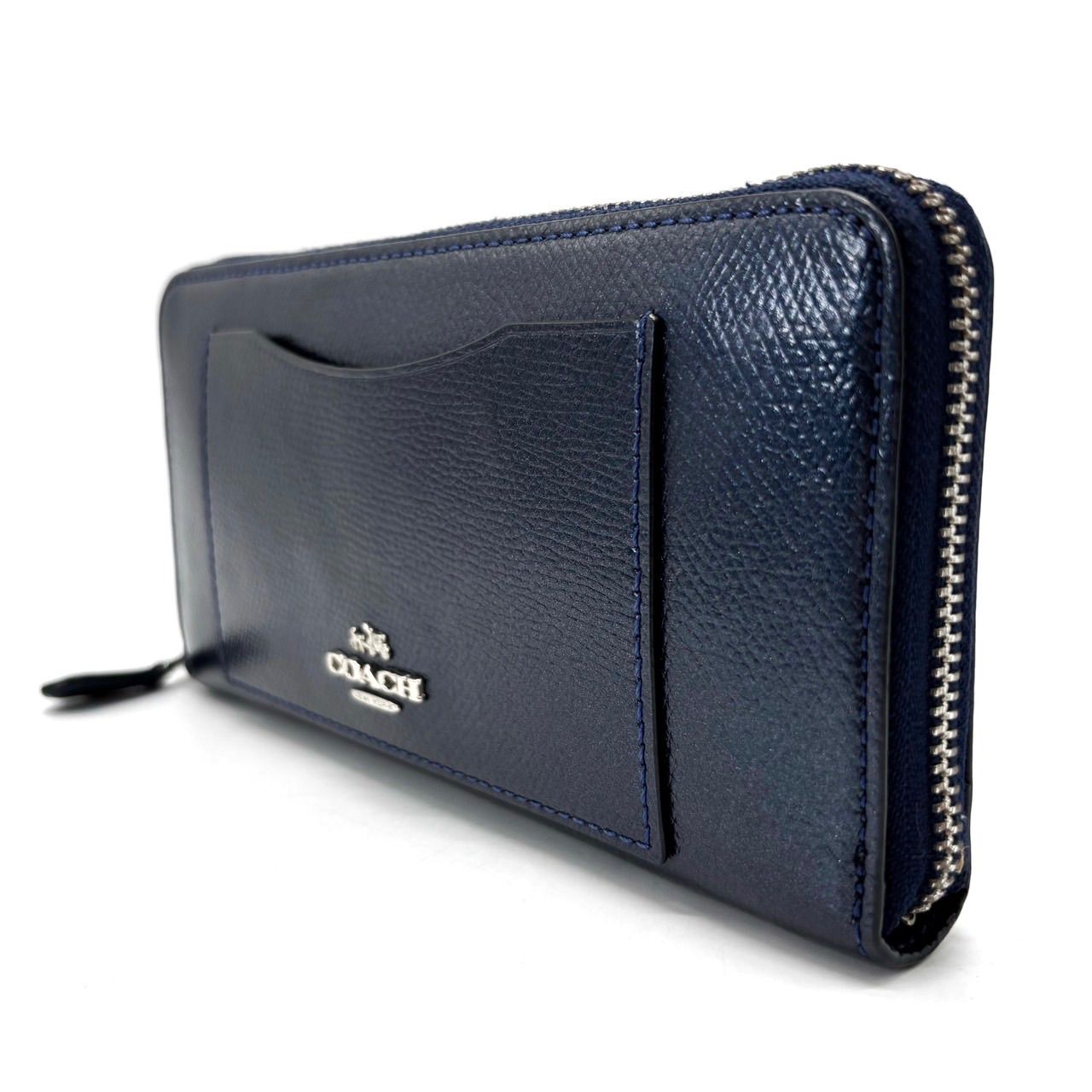 良品】 coach longwallet coincase leather navyblue unisex コーチ 長 