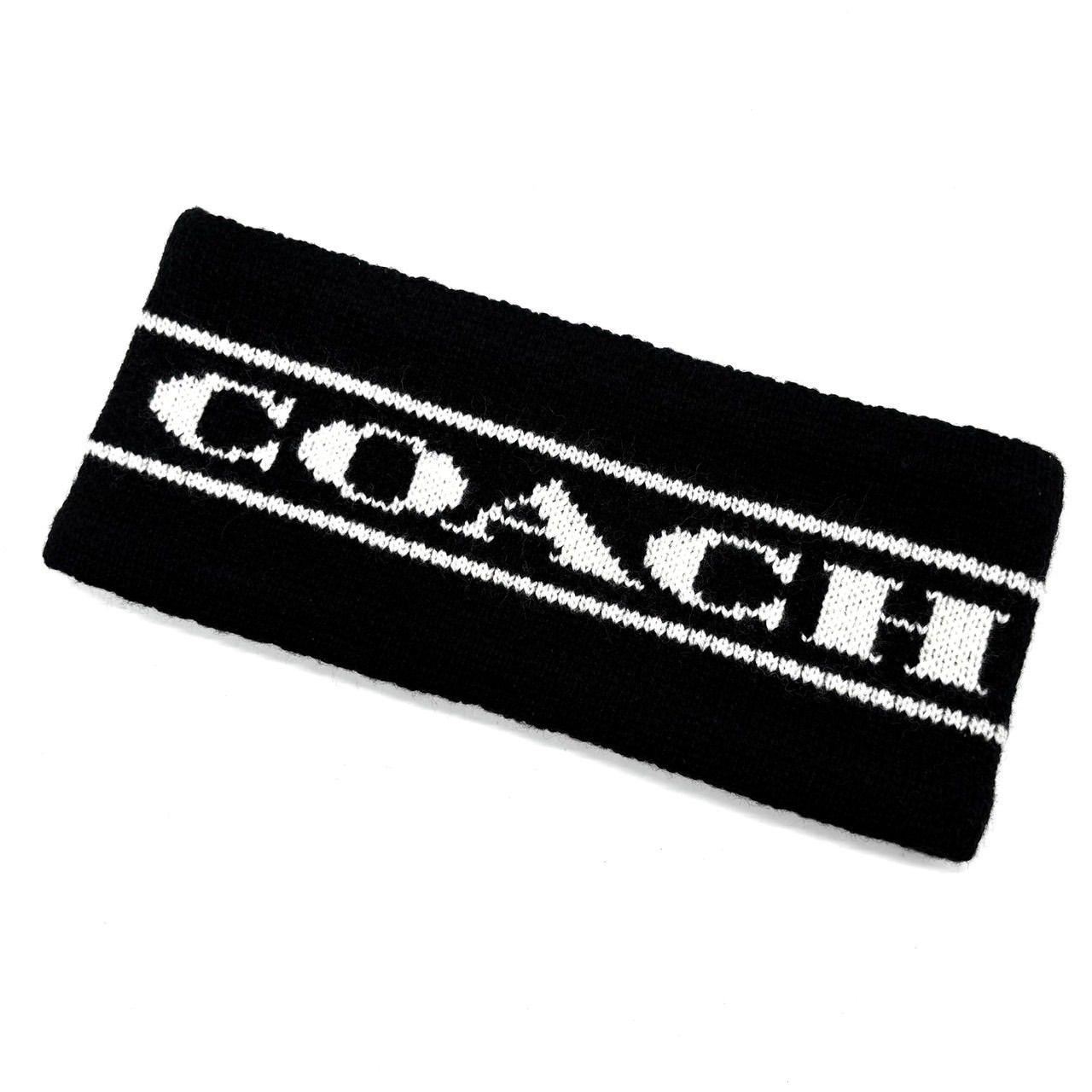 良品】COACH コーチ ヘアバンド カチューシャ バンダナ ブラック 黒色