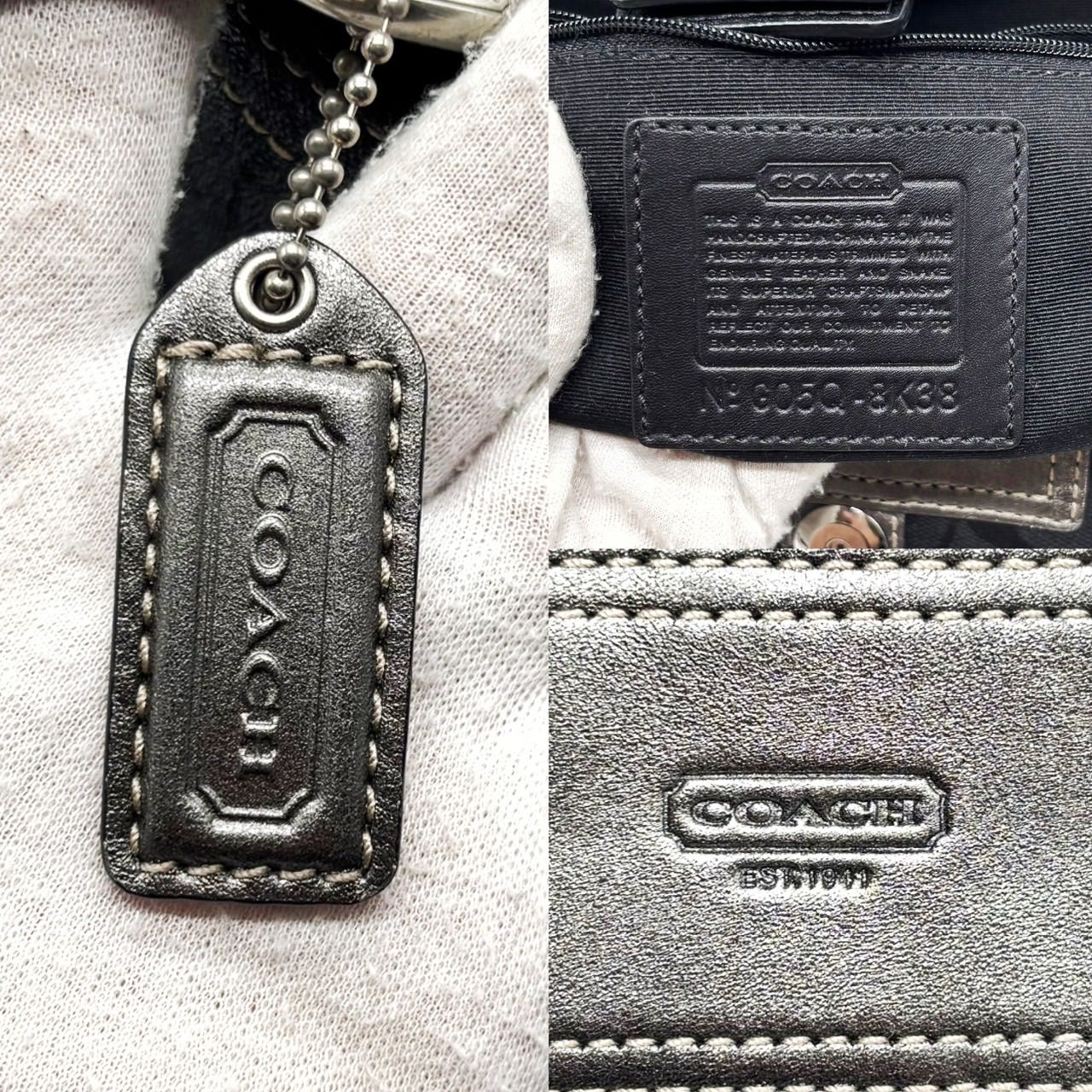 良品】 coach SOHO signature canvas handbag pythonbelt black コーチ 