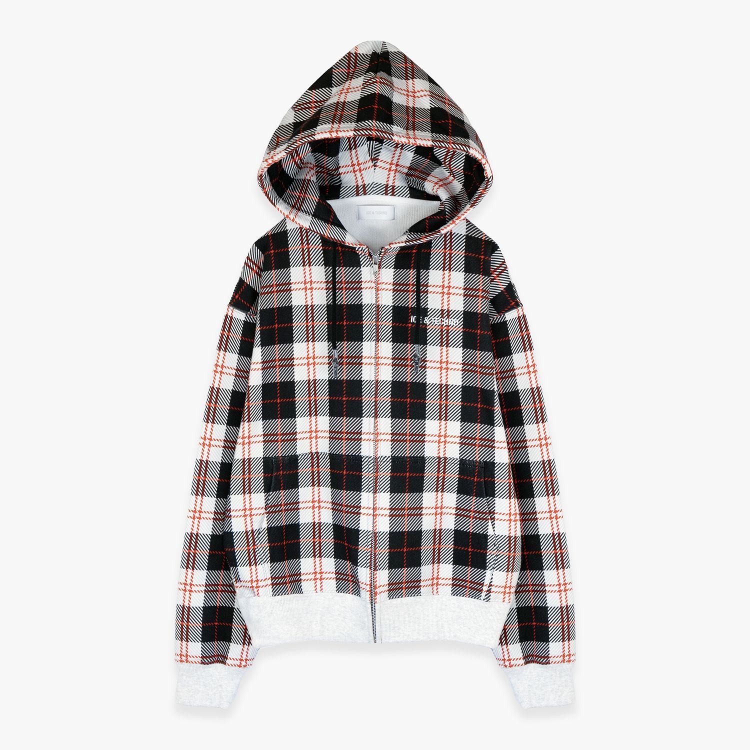ICE & TECHNO | TARTAN ZIP HOOD (BLACK) ジップアップフーディ 