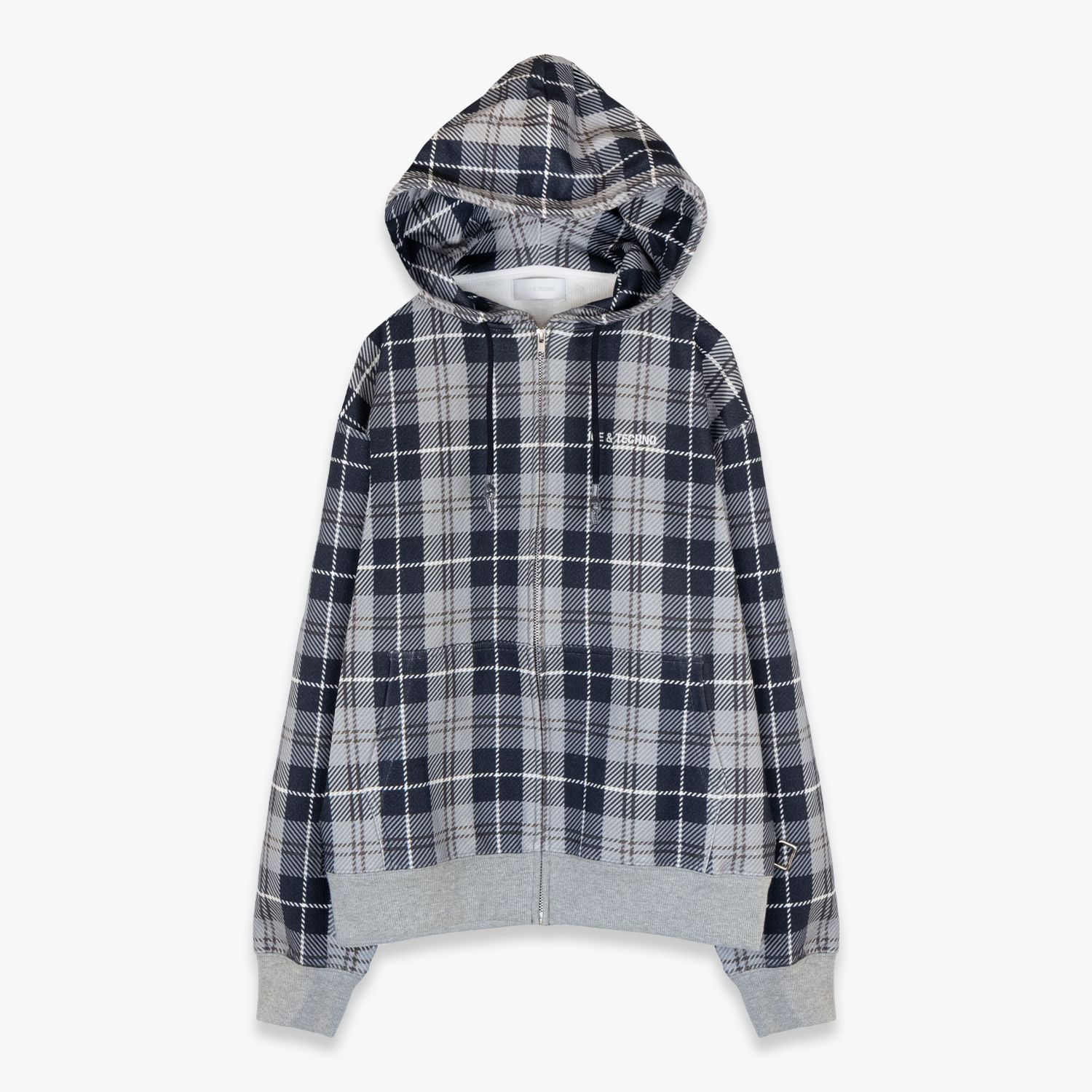 ICE & TECHNO | TARTAN ZIP HOOD (GRAY) ジップアップフーディ 