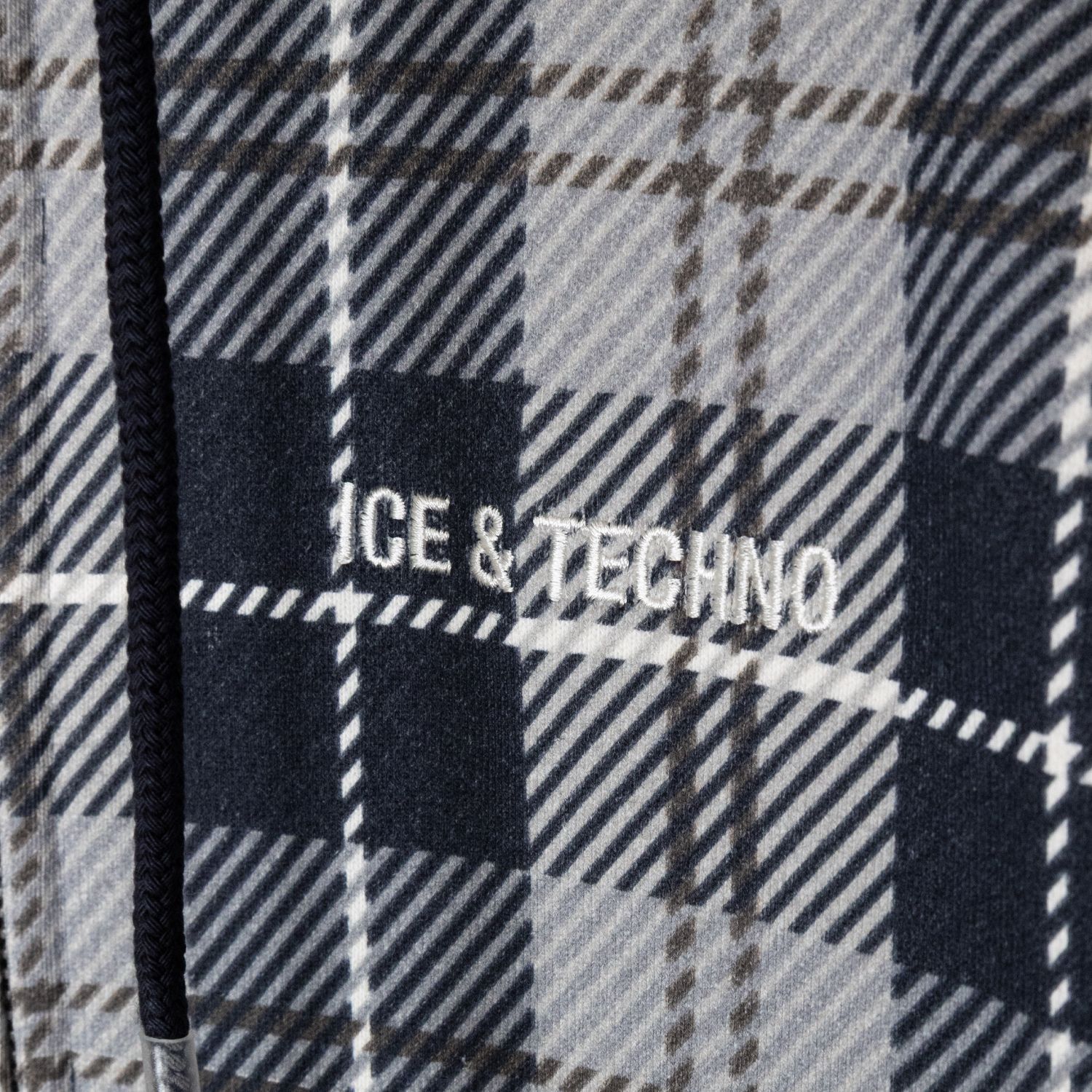 ICE & TECHNO | TARTAN ZIP HOOD (GRAY) ジップアップフーディ 