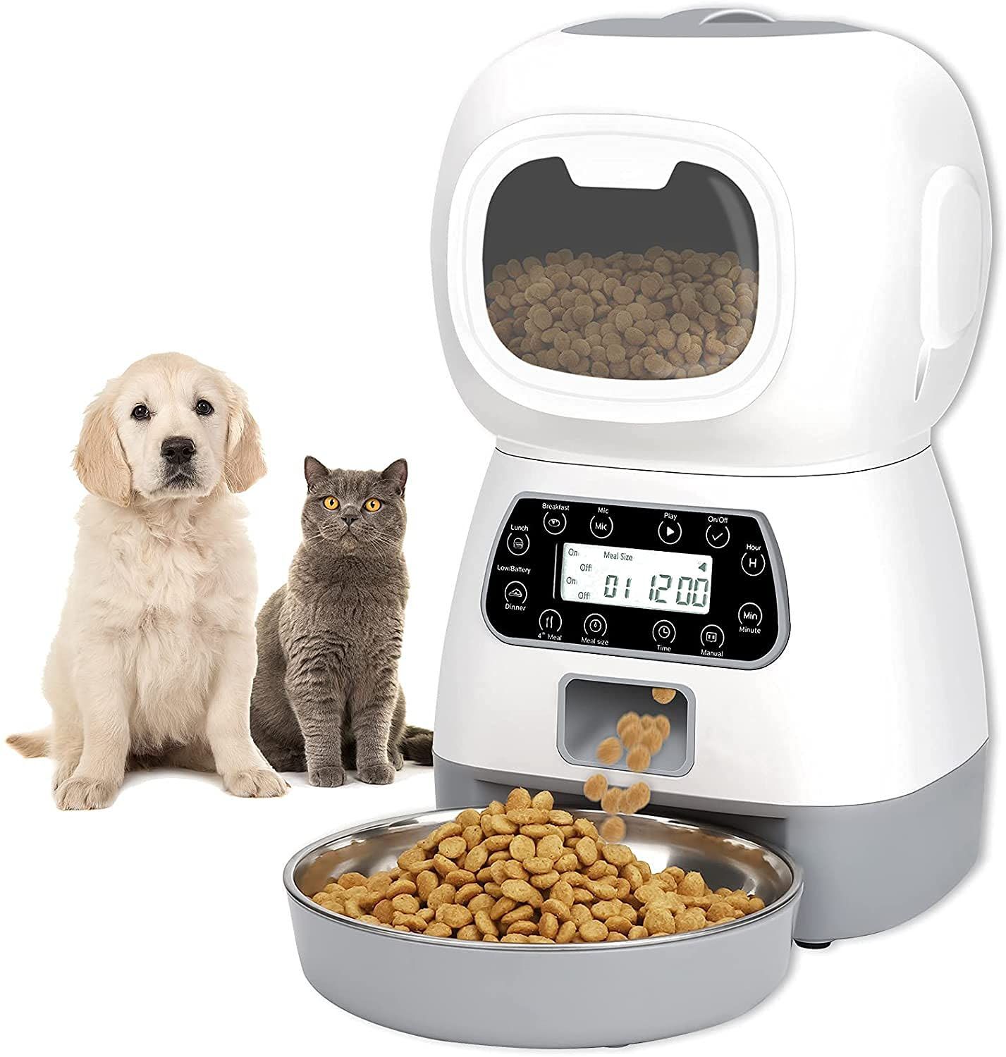 ベストアンサー 自動給餌器 犬 猫 自動 餌やり機 3.5L 1日4回 タイマー 2way給電 オート 給餌器 ロボット型 音声録音 留守番 旅行 一人暮らし 共働き ステンレス皿 ドッグフード キャットフード 健康管理 じどう 給餌器 ペットフィーダー
