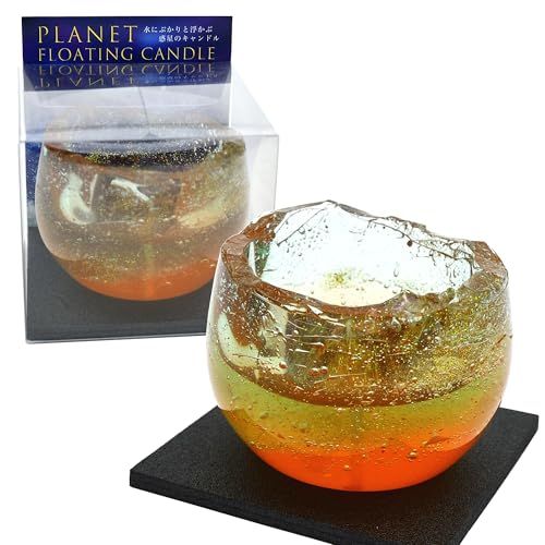 新品 アロマキャンドル 水に浮かぶキャンドル ピュアハートの香り プラネットフローティングキャンドル(浮かぶ惑星) タイタン 燃焼時間約5時間 Candly ハンドメイド
