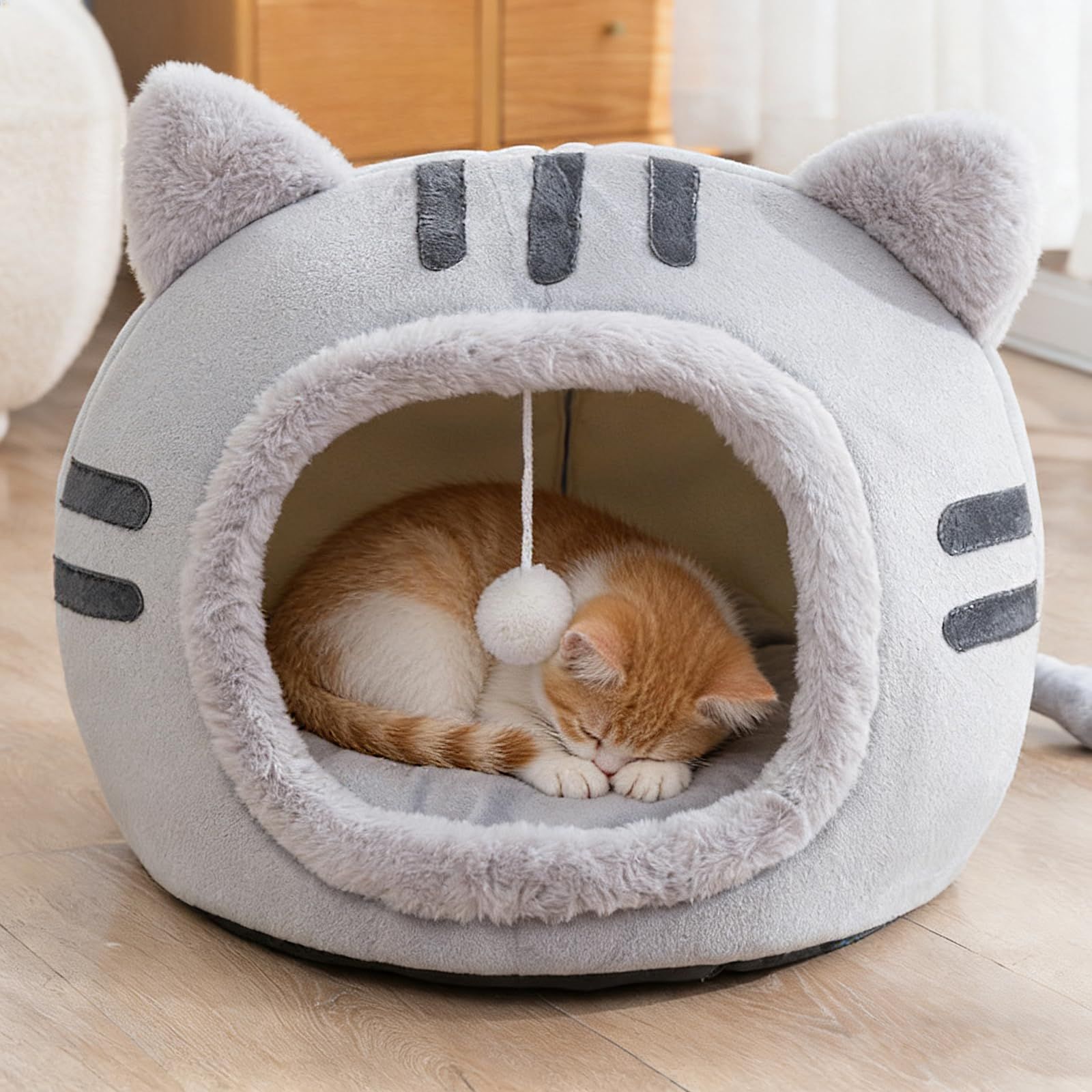 猫ハウス 猫 犬 ベッド キャットハウス ペットベッド 冬 寒さ対策 洗える 猫用こたつ 猫小屋 猫の家 犬小屋 あったかグッズ 室内用 ペット ペット用品 猫あったかグッズ (グレー, M-40*40*32cm)