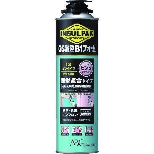 ＡＢＣ　簡易型発泡ウレタンフォーム　１液ガンタイプ　インサルパック　ＧＳ難燃Ｂ１フォーム　７５０ｍｌ　フォーム色：ピンク