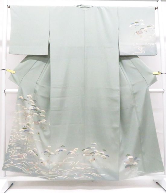 【一輝堂】訪問着 金彩 波に松 ぼかし染め 正絹 着物 身丈約154cm 裄丈約66.5cm 26z03-1090