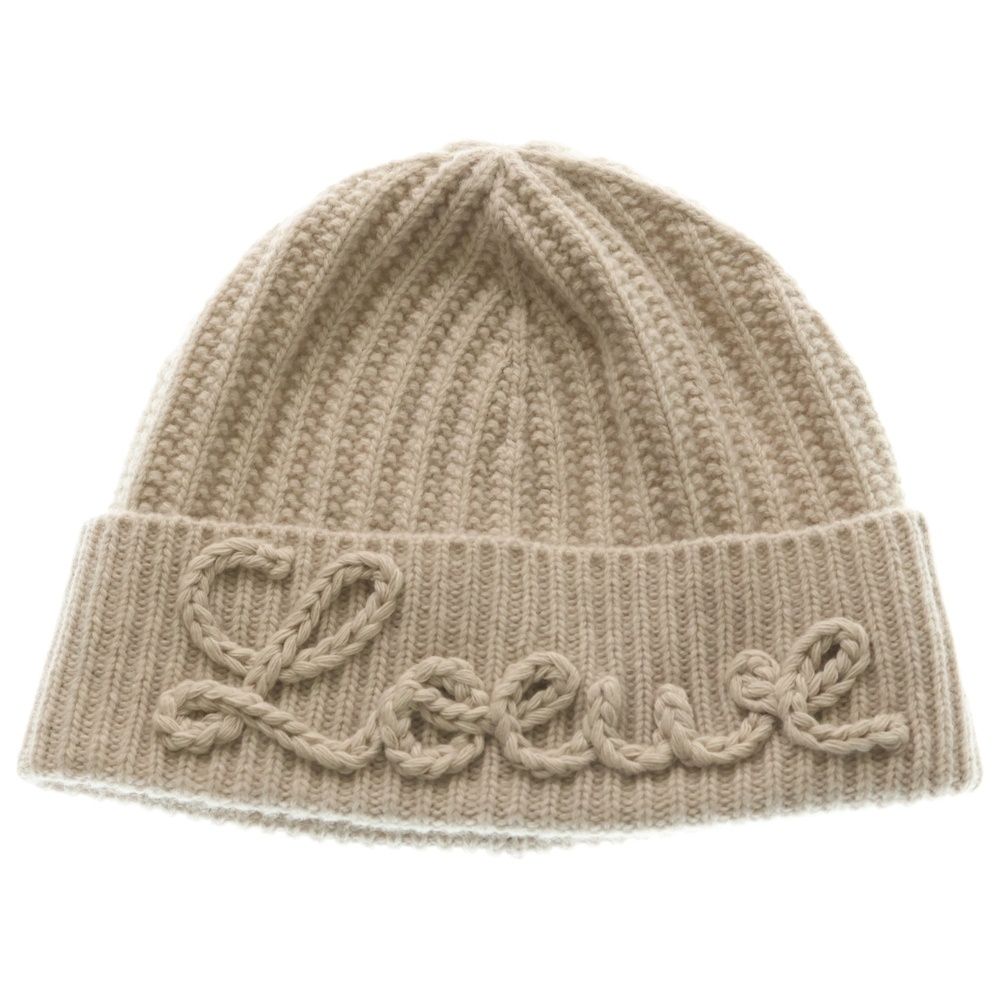 LOEWE (ロエベ) ロゴ刺繍ウールニットキャップ ベージュ - メルカリ