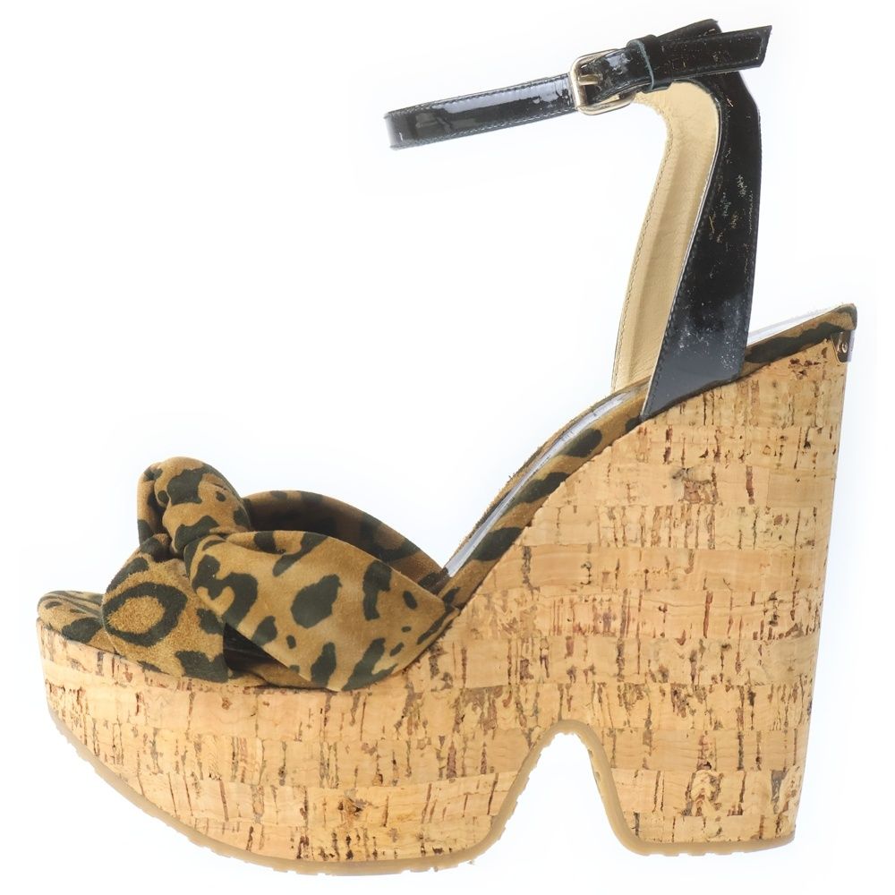 JIMMY CHOO (ジミーチュウ) レオパード柄 スエードレザー ウェッジ 