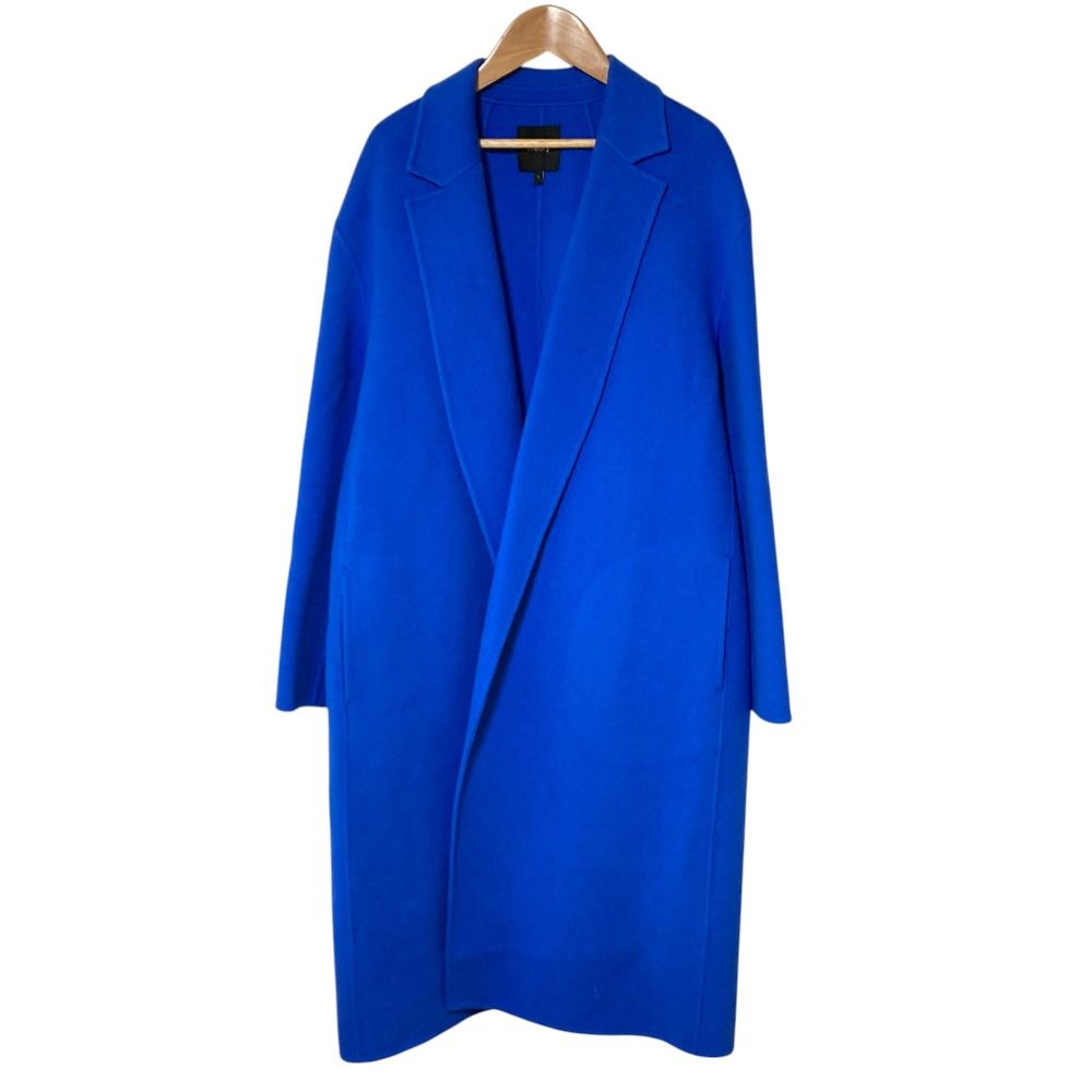 良品 23AW Theory セオリー RELAXED COAT DF ウール カシミヤ ダブルフェイス ロングコート L ブルー レディース 古着 中古 USED 良品 23AW Theory セオリー RELAXED COAT DF ウール カシミヤ ダブル