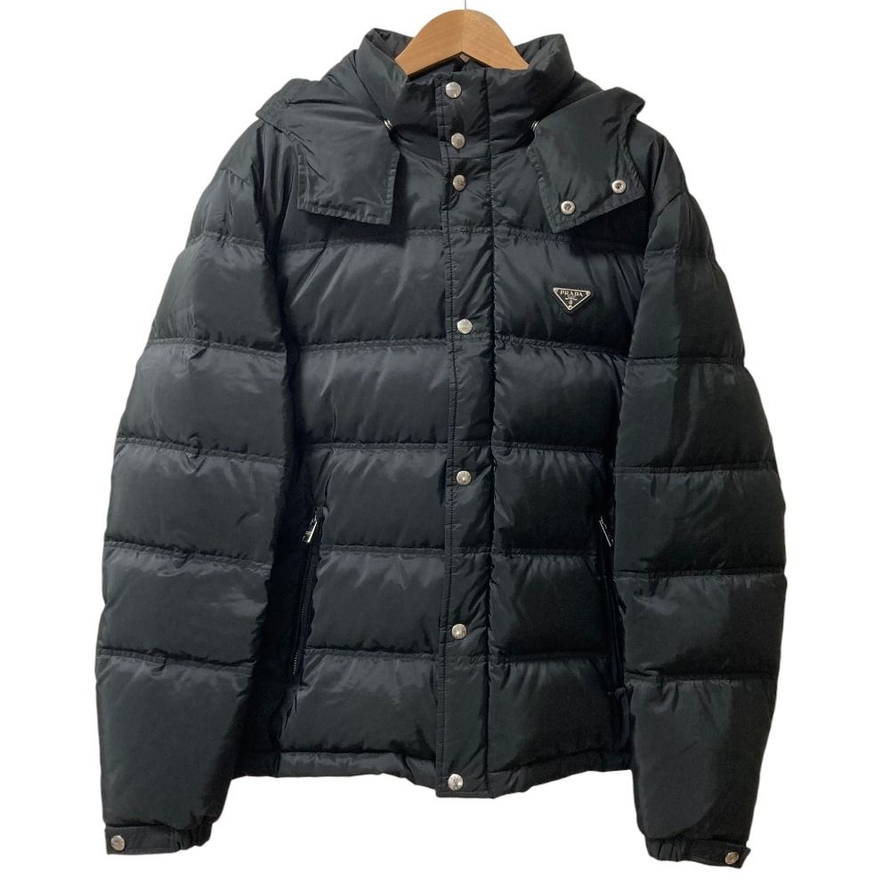 美品 23AW PRADA プラダ トライアングルプレート フーデッド ダウン 