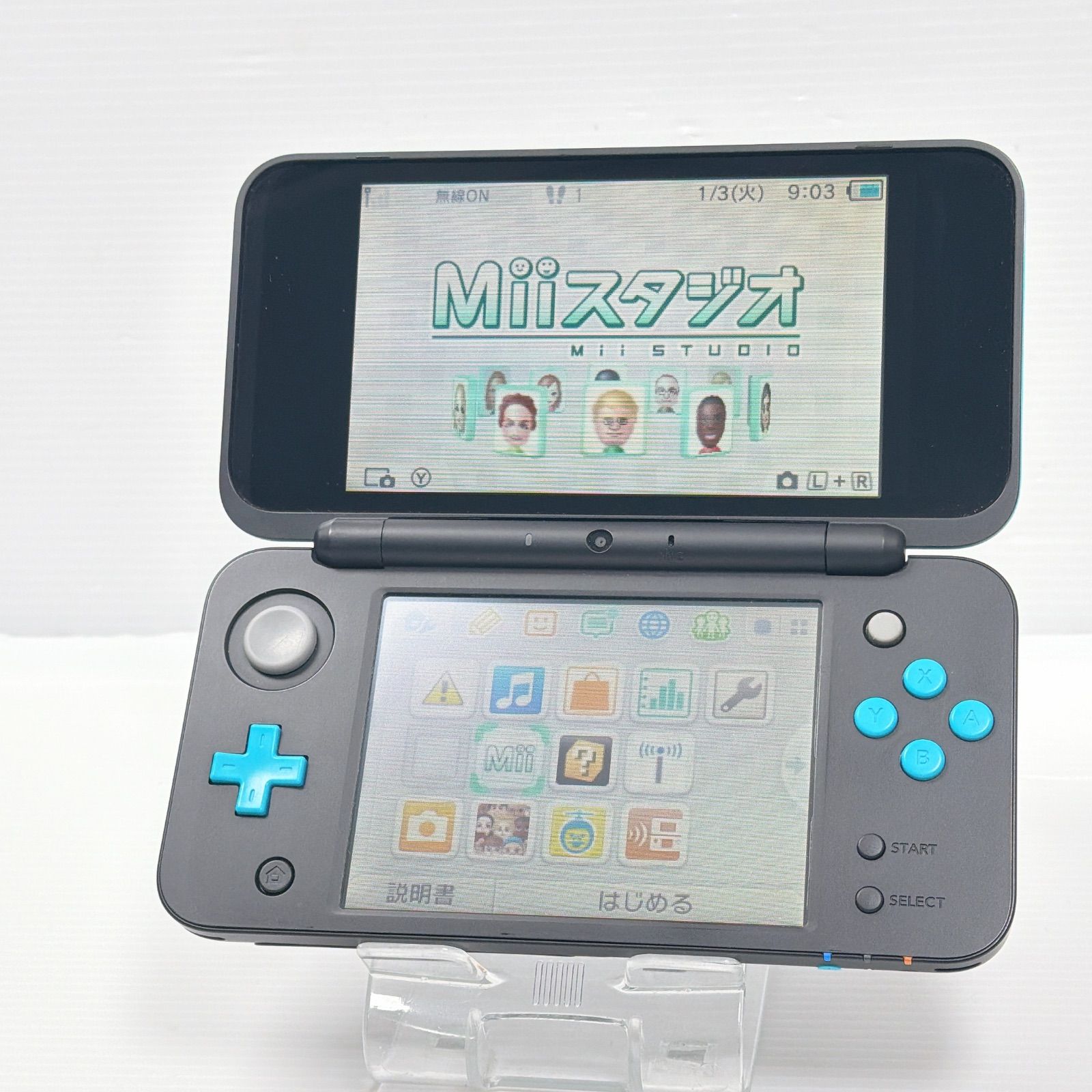 極美品 New ニンテンドー 2DSLL ブラックターコイズ 遊べるセット 動作 