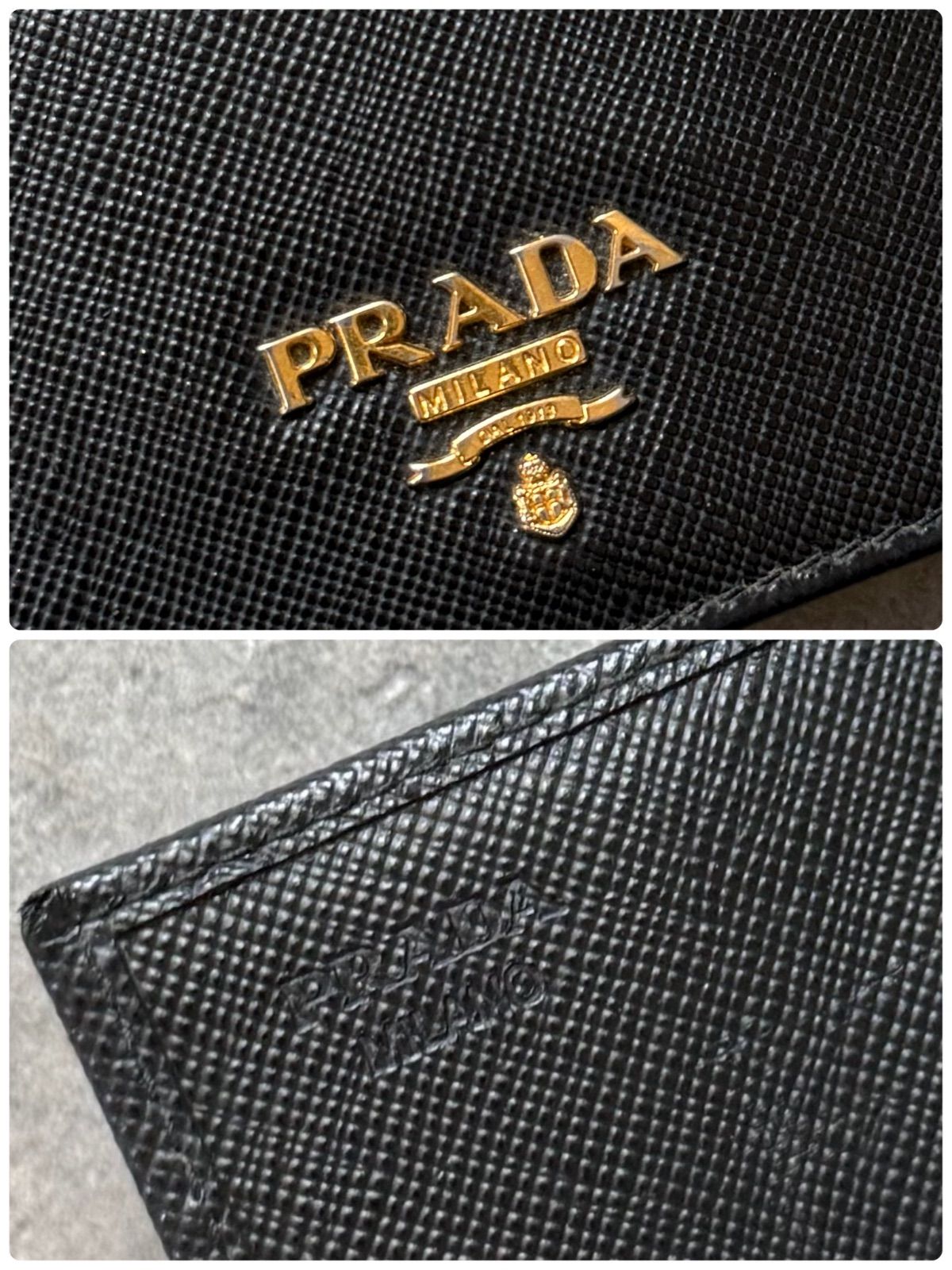 PRADA プラダ サフィアーノレザー メタルロゴ 名刺入れ カードケース