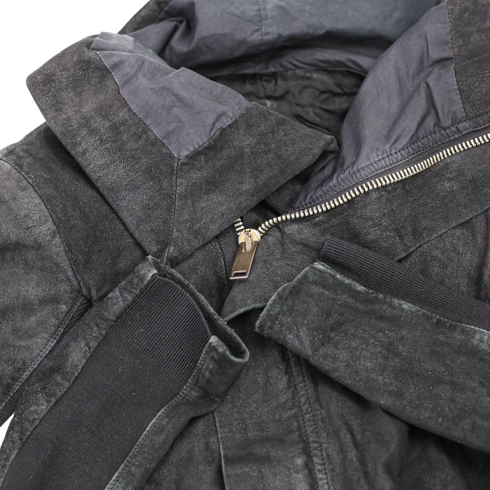 Rick Owens ラムレザー ハイネック ライダースジャケット 40 グレー 良品 RICK OWENS リックオウエンス ハイネック レザーライダース
