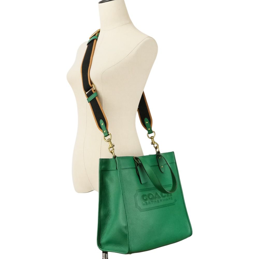 COACH トートバッグ ペブルドレザー ライトグリーン2way 極美品】COACH 