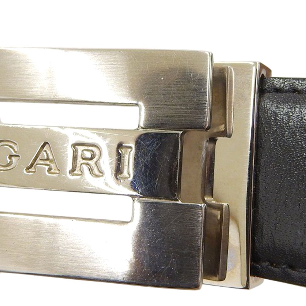 本物保証】 ブルガリ BVLGARI 腰ベルト メタル×レザー ブラック 