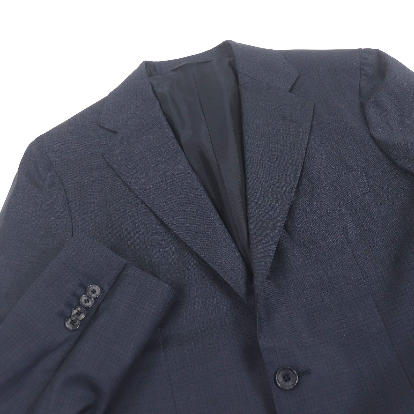 極美品□Sartorio サルトリオ ウール100％ チェック柄 シングルスーツ 上下セットアップ ネイビー 46 イタリア製 正規品 メンズオススメ 極美品□Sartorio サルトリオ ウール100％ チェック柄 シングルスーツ