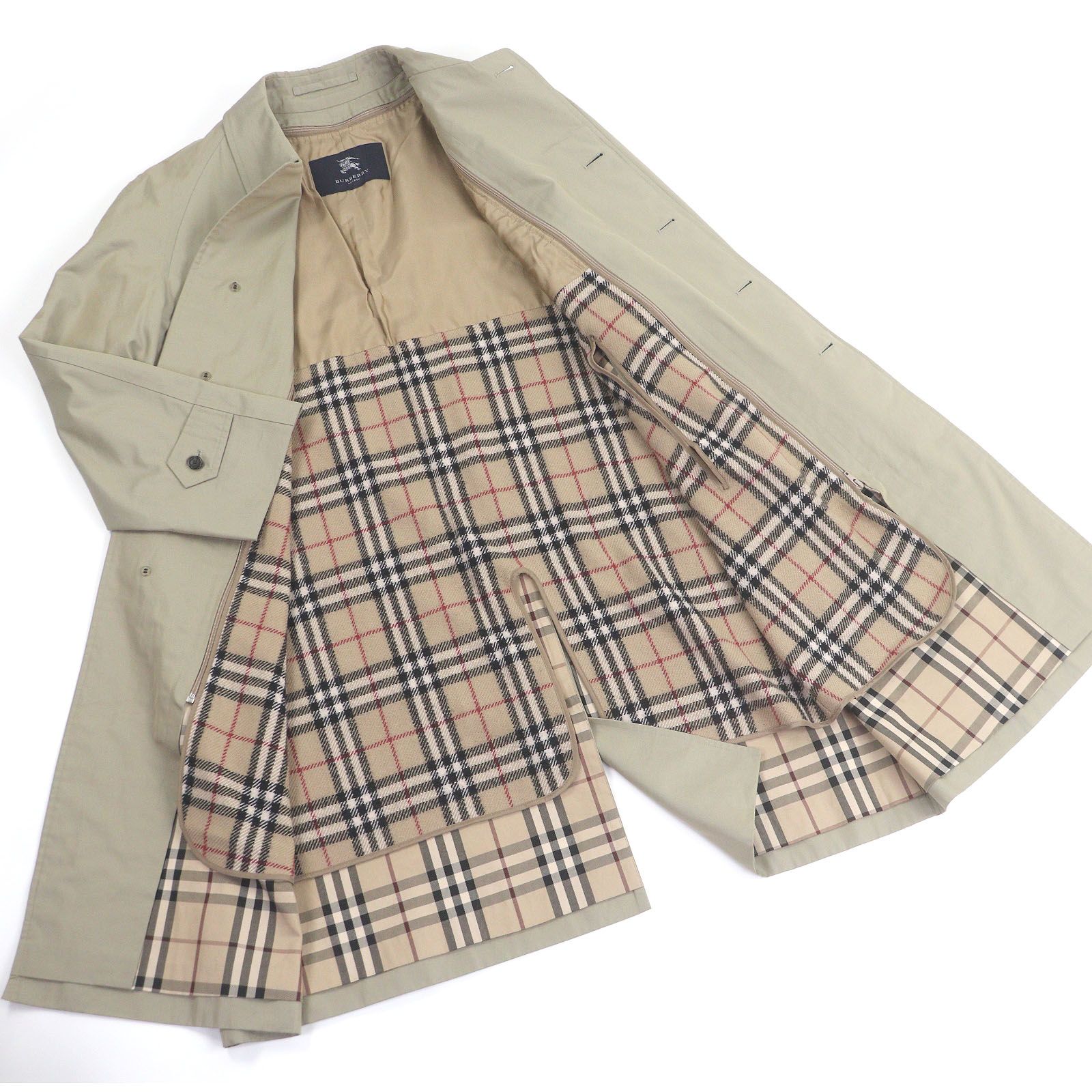 a*a様 極美品 BURBERRY LONDON 裏地ノバチェック スプリングコ 美品□BURBERRY LONDON バーバリーロンドン 裏ノバチェック柄 カシミヤ