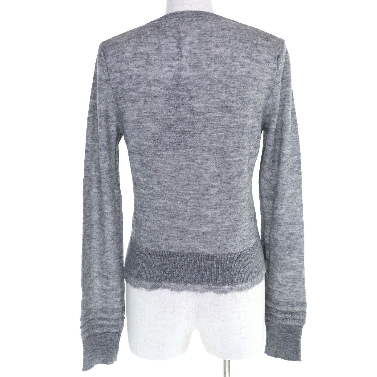 未使用品△ERMANNO SCERVINO エルマンノシェルヴィーノ ウール アルパカ混 フリルデザイン クロップド 長袖 ニット カーディガン グレー 42 イタリア製 正規品 レディース 未使用品△ERMANNO SCERVINO エルマンノシェルヴィーノ ウール