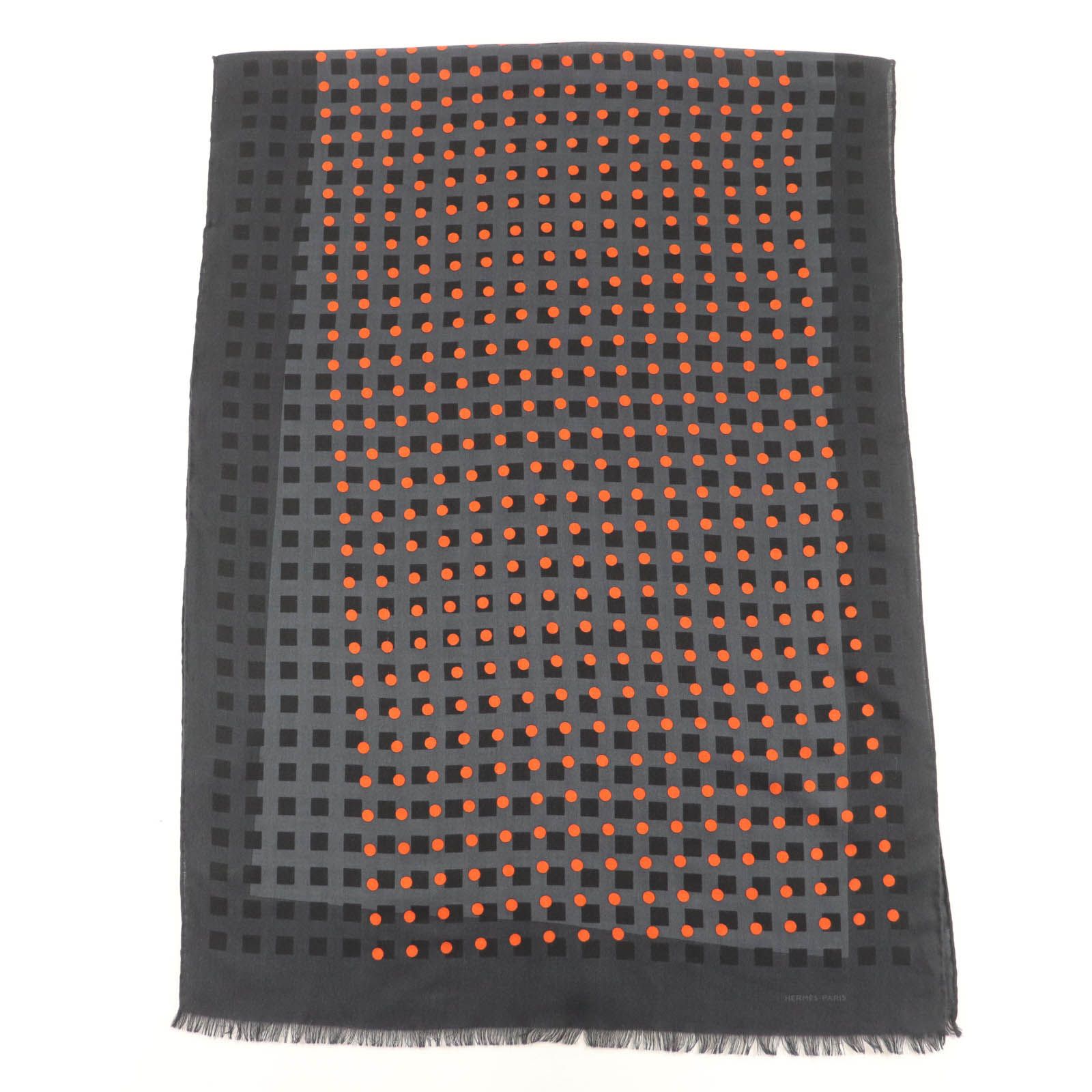 未使用保管品11F066 エルメス ストール カシミヤ シルク 無地 大判