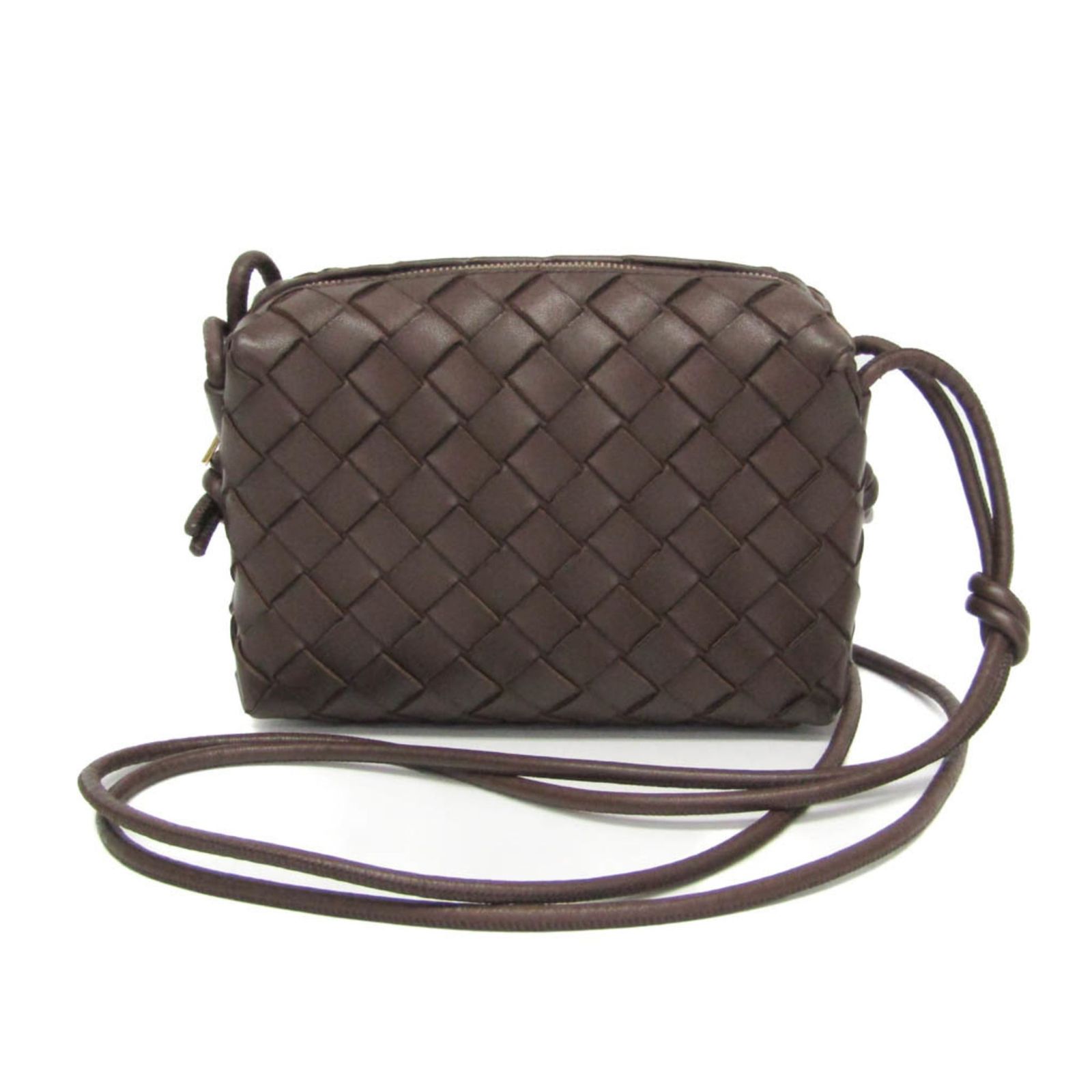 ボッテガヴェネタ イントレチャート ダークブラウン レザー ショルダーバッグ ボッテガ・ヴェネタ(Bottega Veneta) イントレチャート メンズ