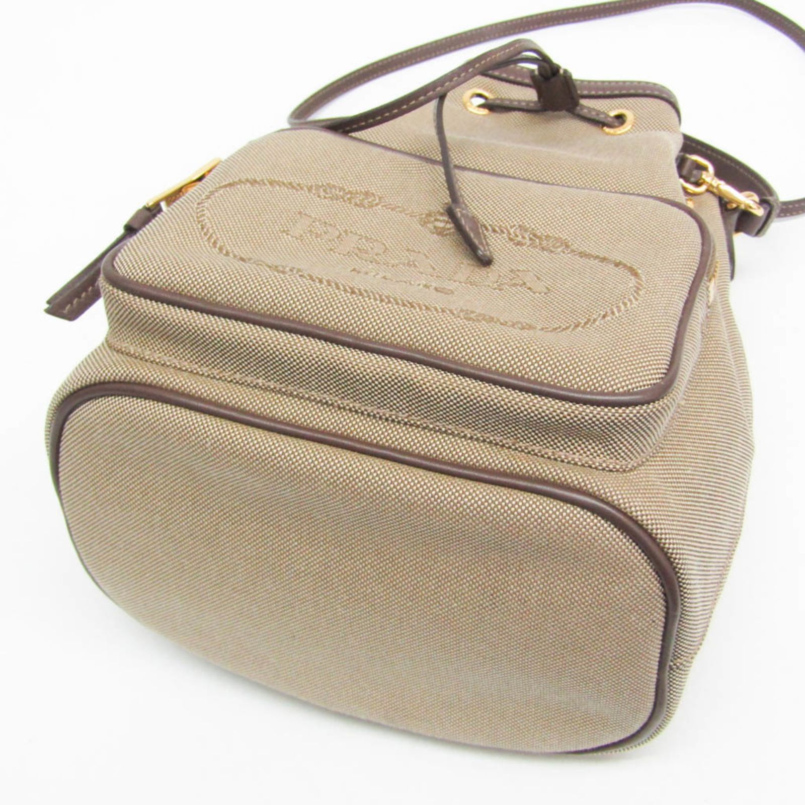 プラダ(Prada) ロゴジャガード 巾着バッグ レディース レザー,ジャ 