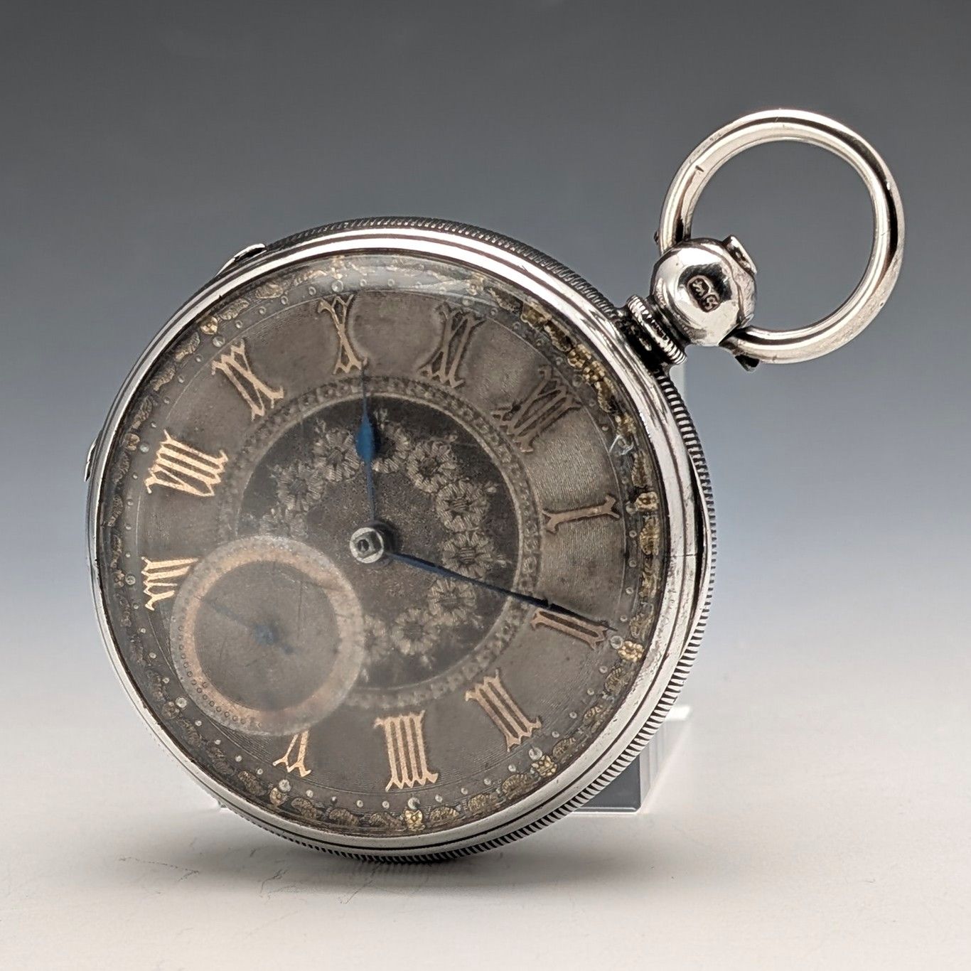 1873年 英国アンティーク 装飾ダイヤル 鍵巻き 懐中​時計 直径54mm 