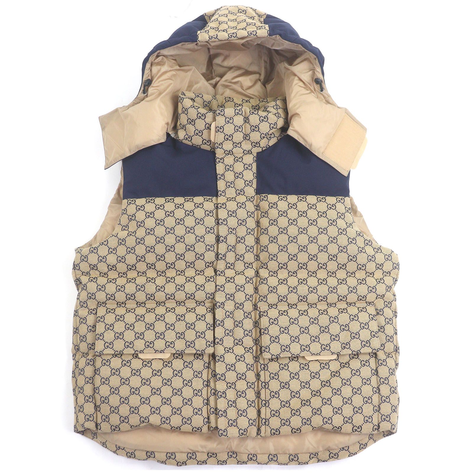 極美品□GUCCI グッチ 710586 GGキャンバス 総柄 フーデッド ダウン 