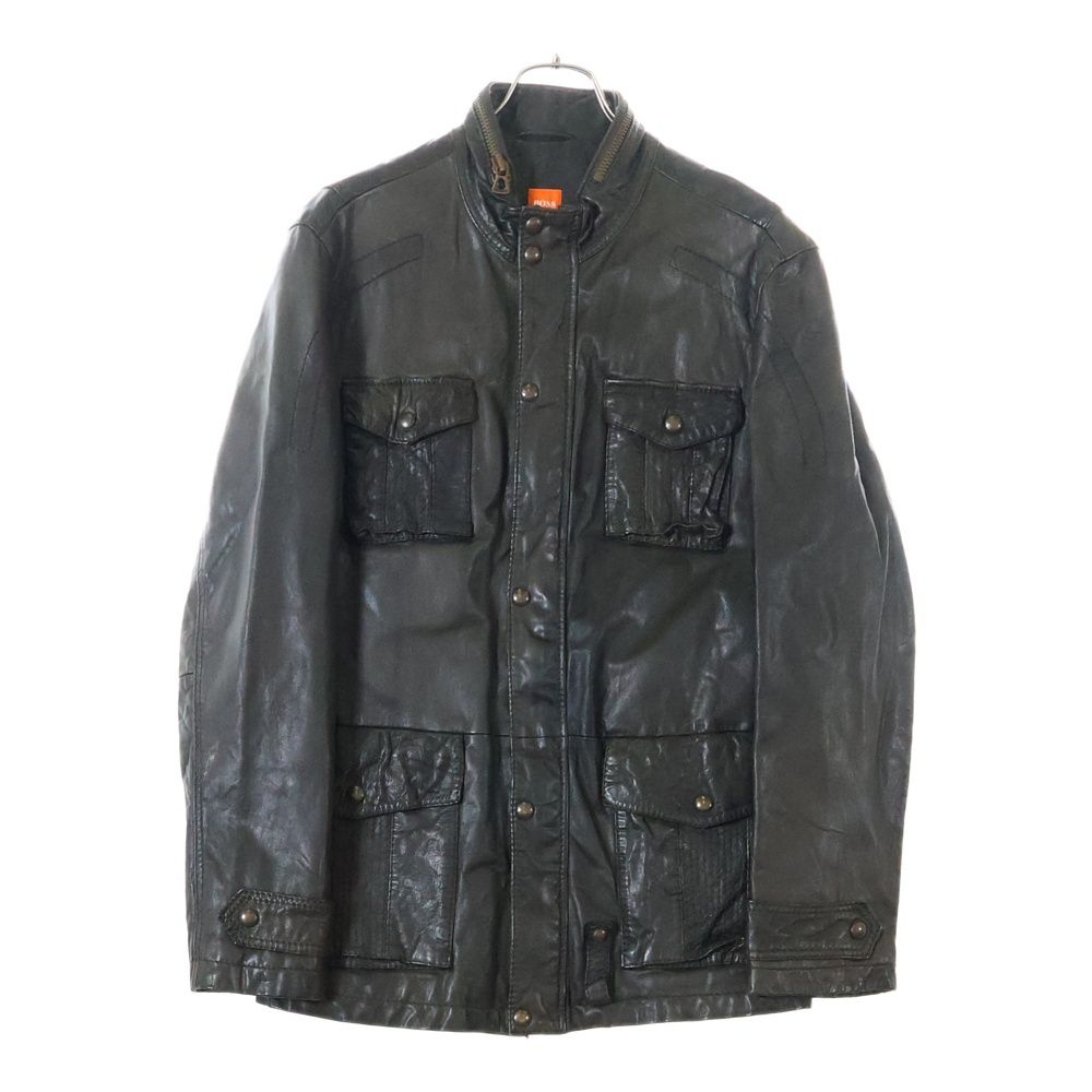 BOSS (ボス) レザージップアップブルゾン シングルレザージャケット 