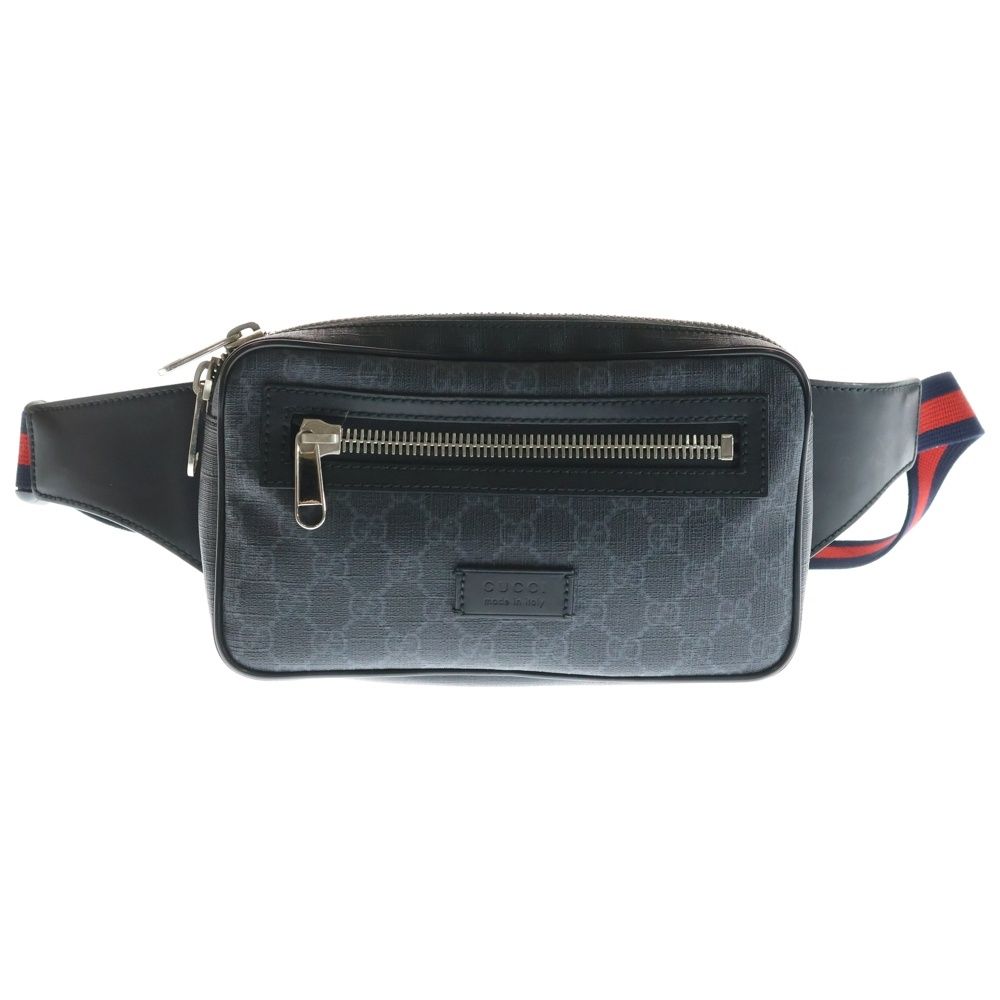 GUCCI (グッチ) GGスプリーム ウエストバッグ ボディバッグ ブラック PVC 474293 シルバー金具