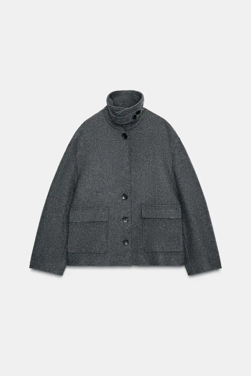 ZARA ザラ ハイネック ウール コート グレー 新品 【公式通販】