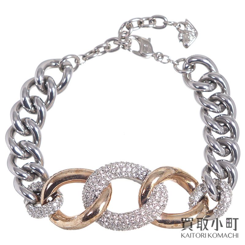 スワロフスキー バウンド チェーン ステンレス ブレスレット シルバー 